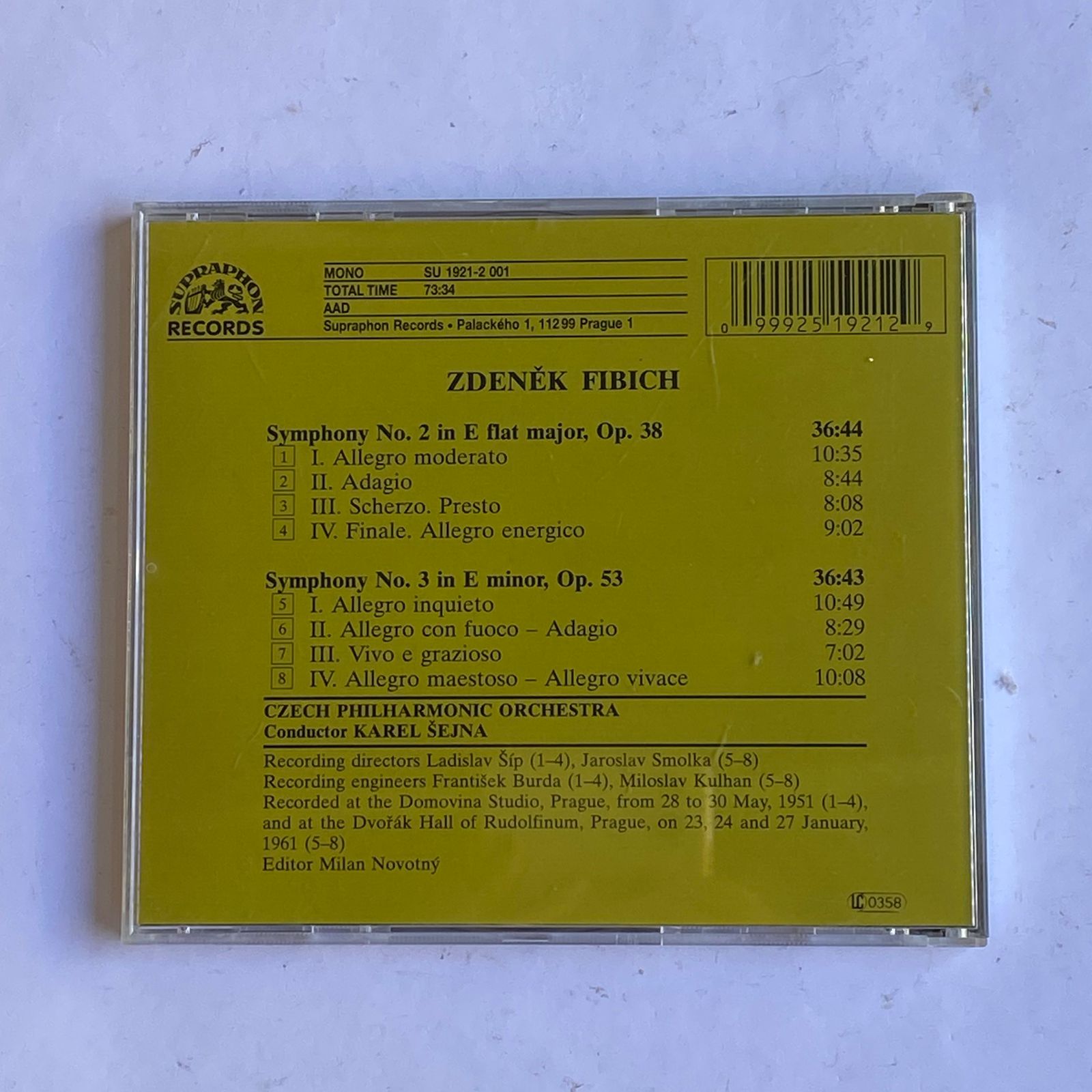 CD Fibich -Symphonies N° 2 & 3 - reg: Karel Sejna - Importado - Imagem 2