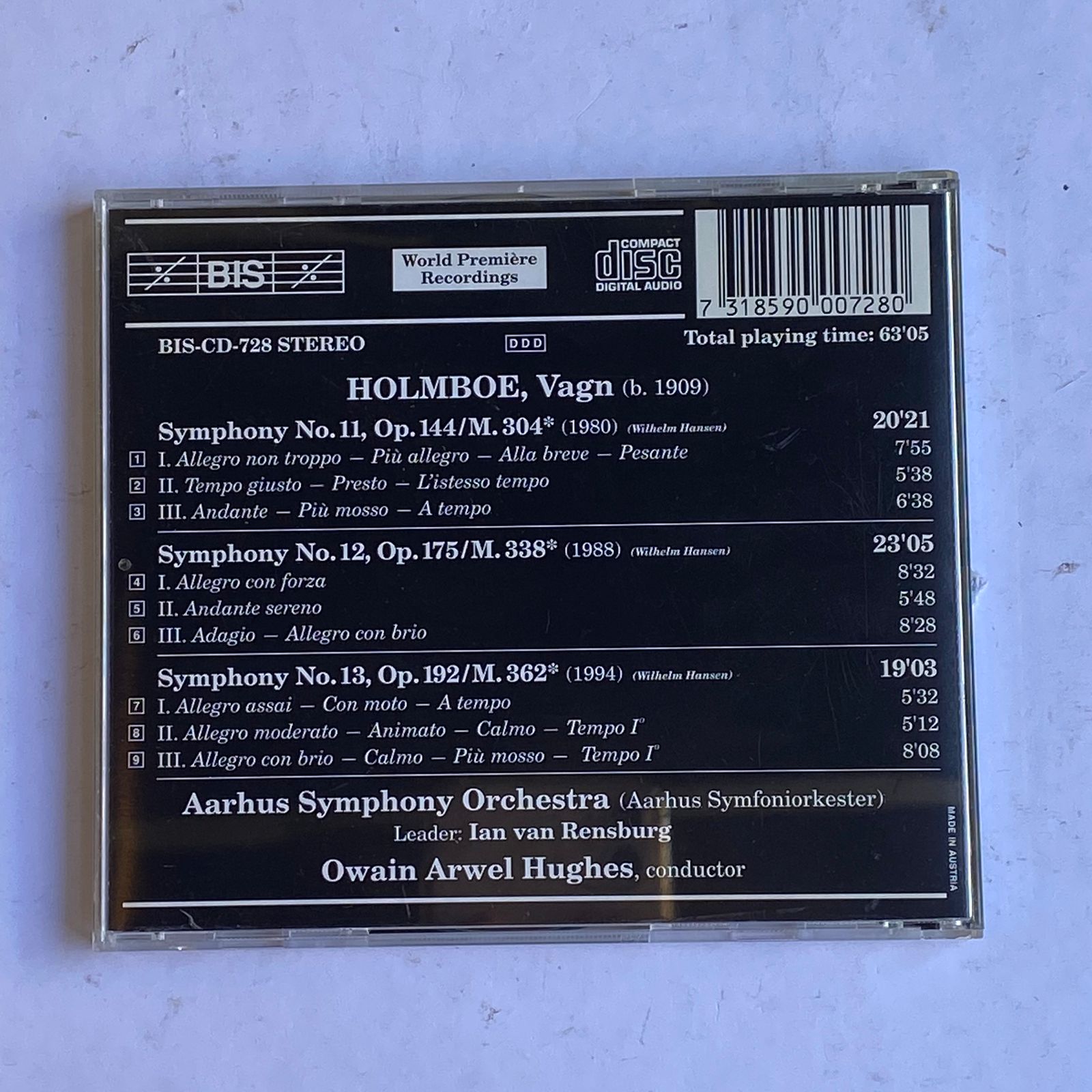 CD Vagn Holmboe - Symphony N° 11, 12 & 13 - Reg: Hughes - Importado - Imagem 2