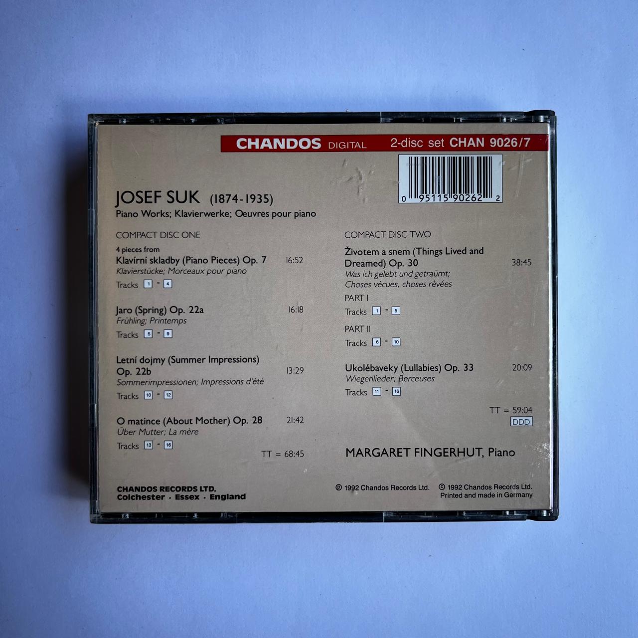 CD Duplo Josef Suk - Piano Works - Margaret Fingerhut - Importado - Imagem 2