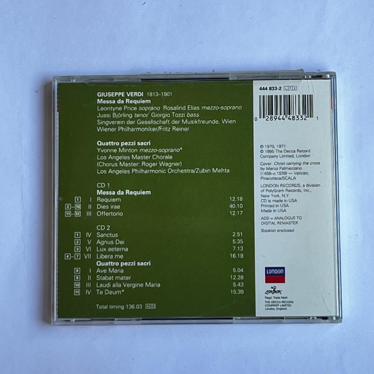 CD Duplo Verdi - Requiem: Quattro Pezzi Sacri - Reg: Fritz Reiner - Importado - Imagem 2