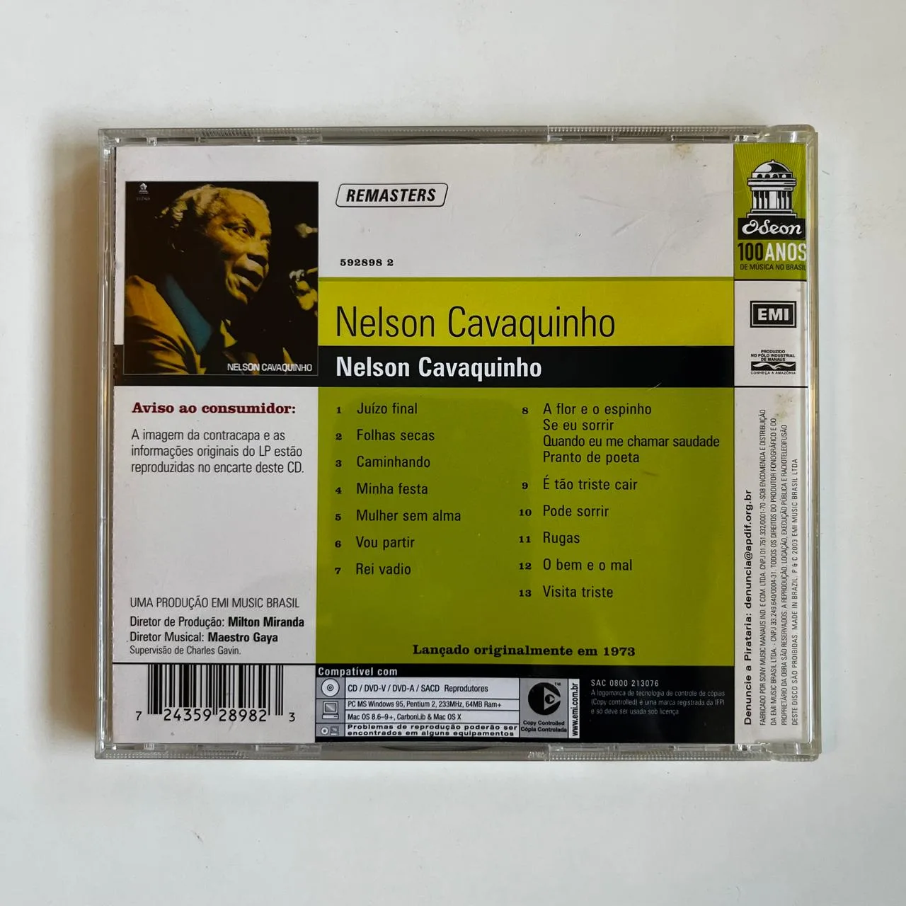 CD Nelson Cavaquinho - Nelson Cavaquinho (1973) - Imagem 2
