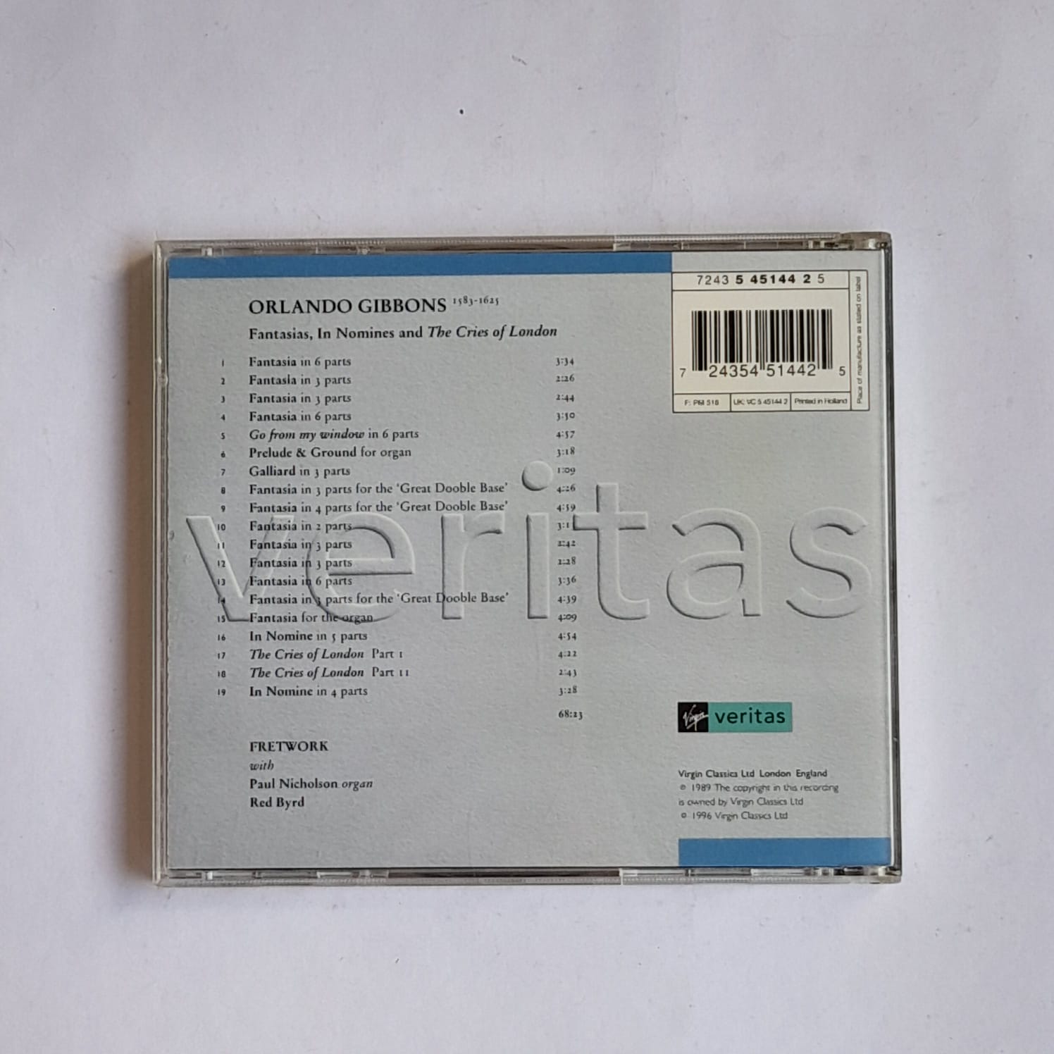 CD Orlando Gibbons - Fantasias & the Cries of London - reg: Fretwork - Importado - Imagem 2
