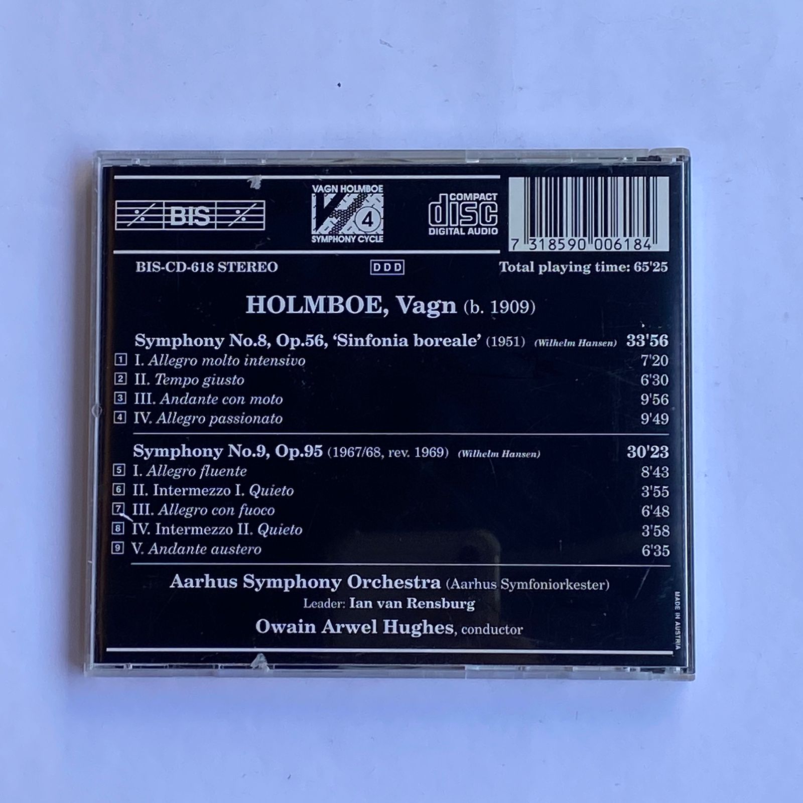 CD Vagn Holmboe - Symohony N° 8 & 9 - Reg: Hughes - Importado - Imagem 2
