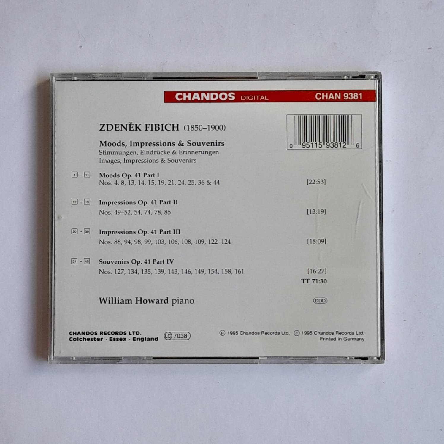 CD Zdenek Fibich - Moods, Impressions & Souvenirs - William Howard - Importado - Imagem 3