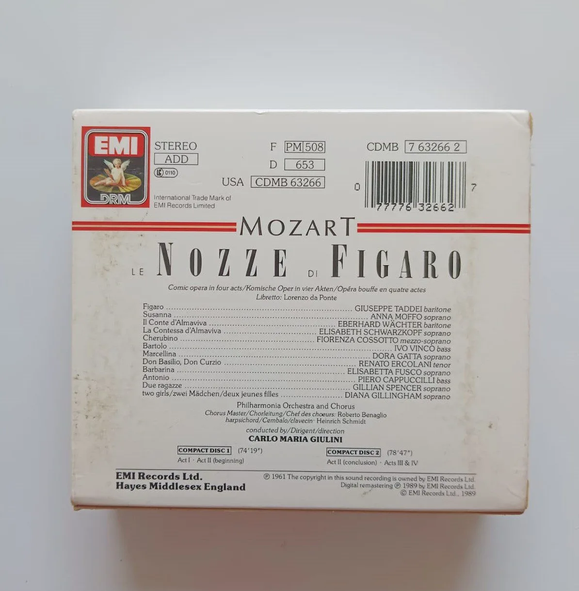 Box CD Mozart - Le Nozze Di Figaro - Reg: Giulini - Importado (2CDs) - Imagem 2