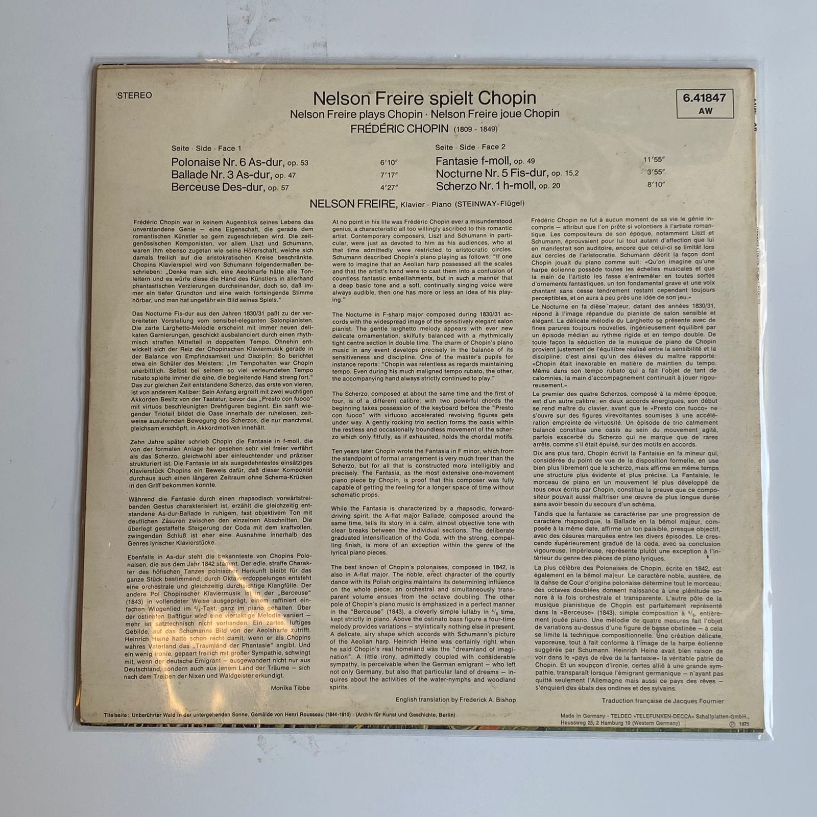 LP Chopin - Klavierwerke - reg: Nelson Freire - Importado