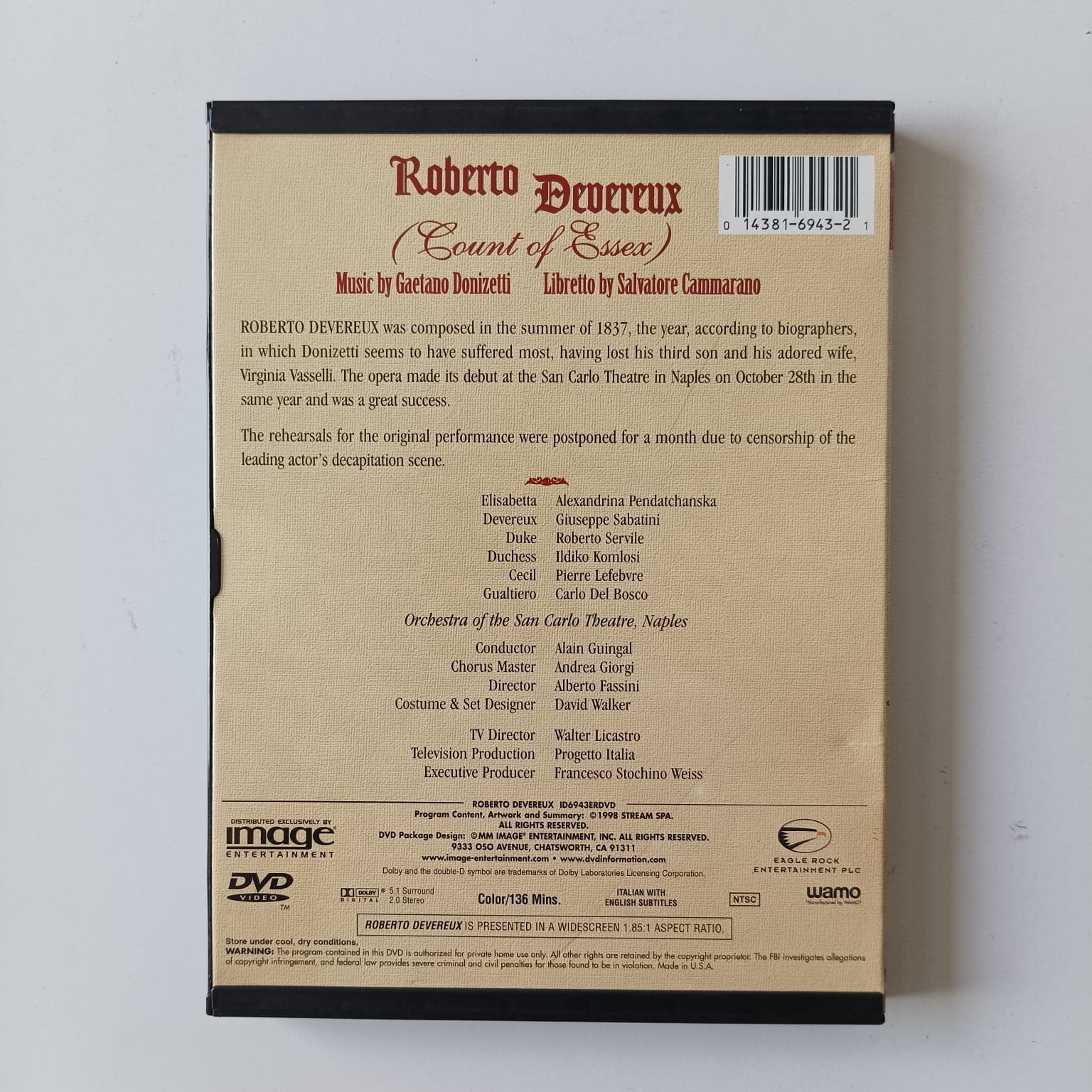 DVD Donizetti - Roberto Devereux - Reg: Alain Guingal - Importado - Imagem 2