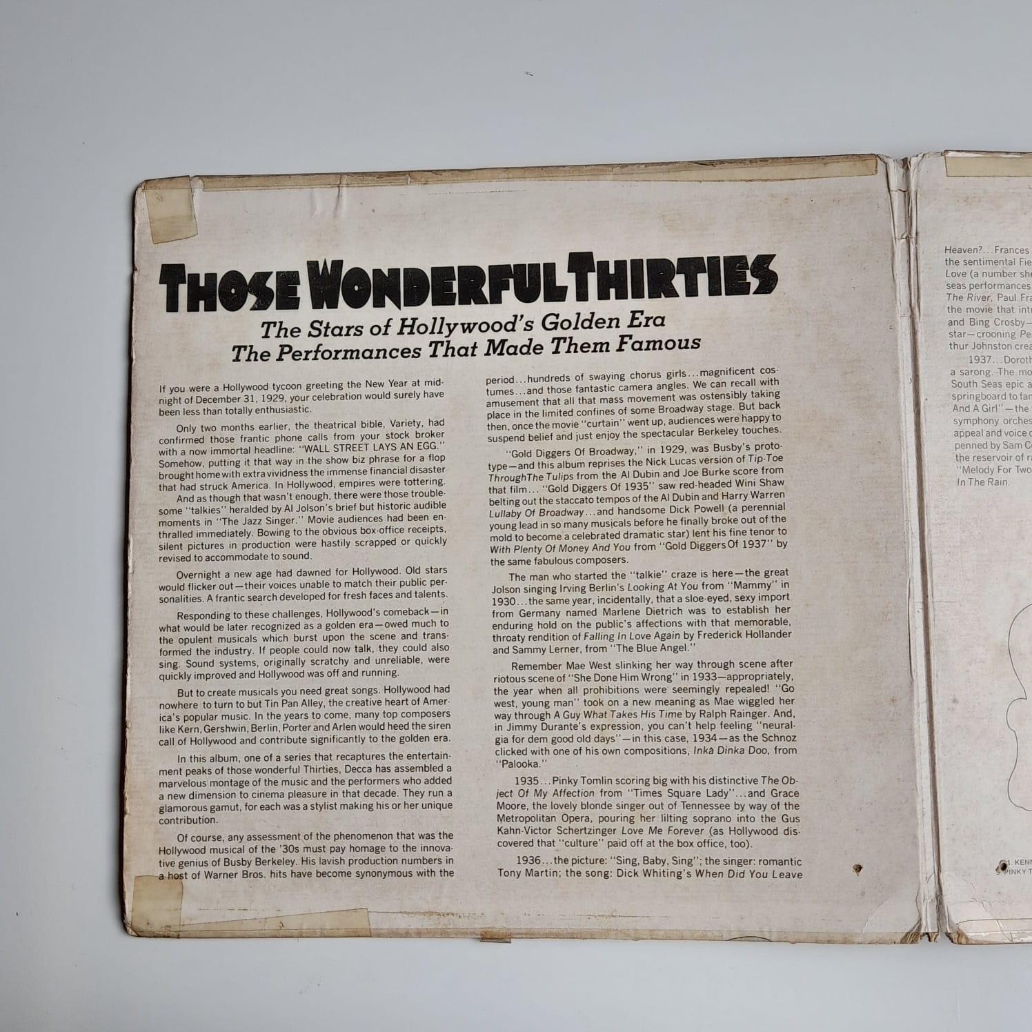 LP Those Wonderful Thirties Vol. 1, The Stars Of Hollywood's Golden Era - Duplo Importado - Imagem 3