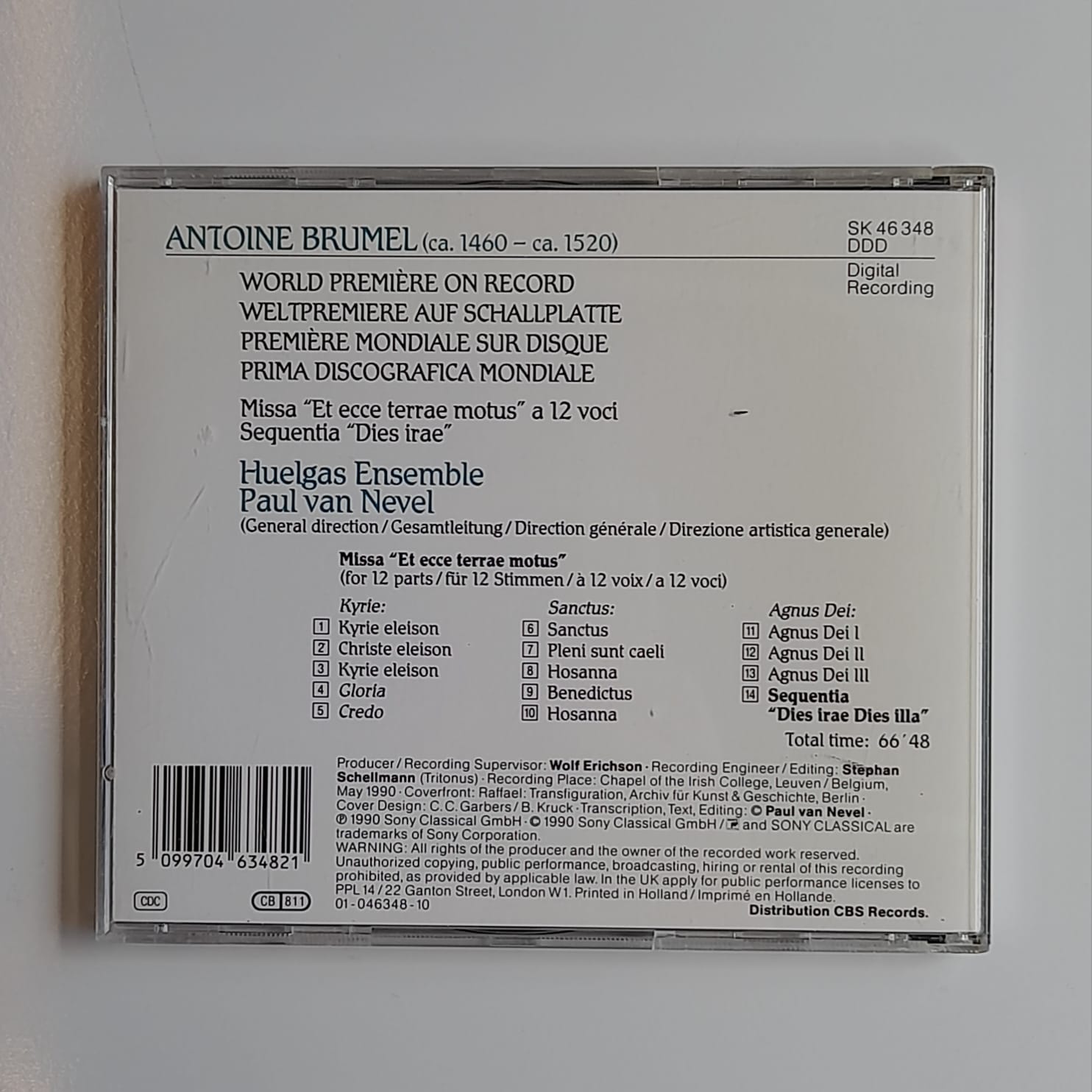 CD Antoine Brumel – Missa "Et Ecce Terrae Motus" A 12 Voci / Sequentia "Dies Irae" - Reg: Huelgas Ensemble, Paul Van Nevel - Importado - Imagem 2