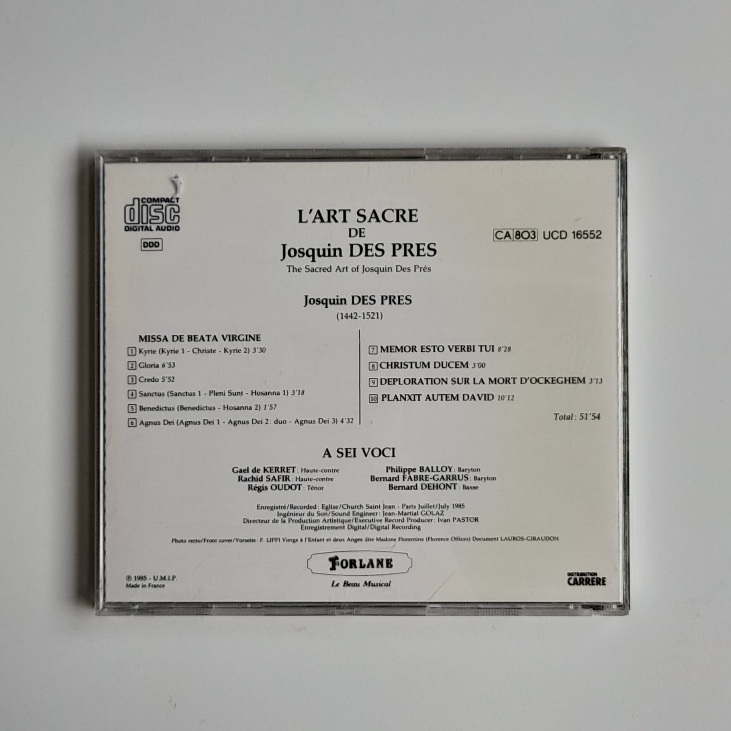 CD Josquin Des Prés – L'Art Sacré De Josquin Des Prés - Reg: - Importado - Imagem 2