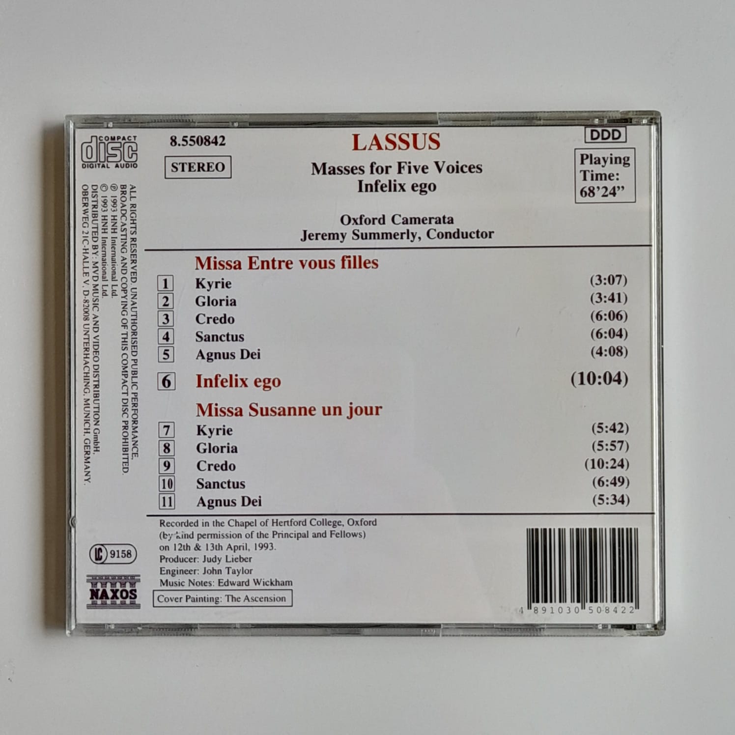 CD Lassus – Masses For Five Voices • Infelix Ego - Reg: Jeremy Summerly - Imagem 2