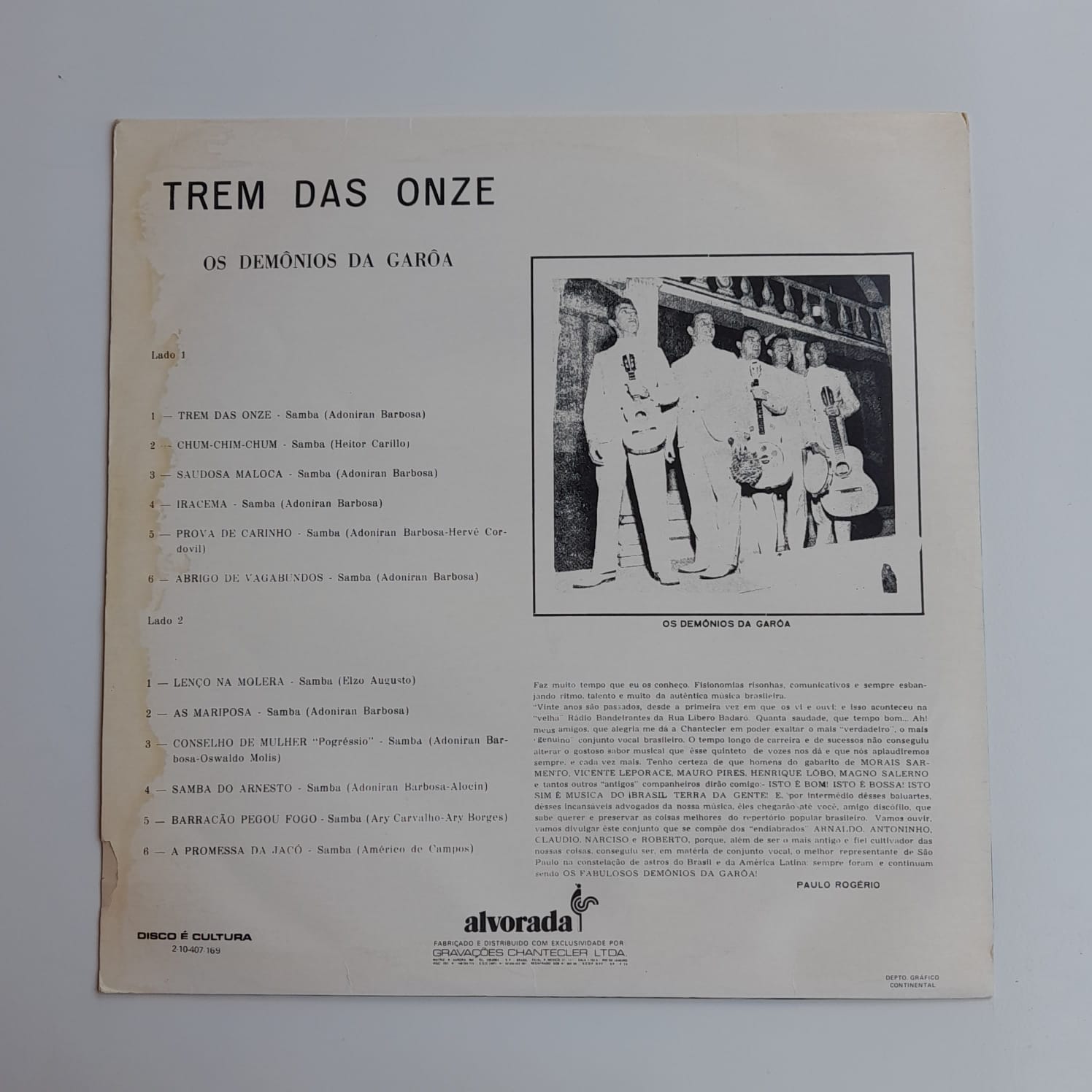 LP Demônios Da Garoa – Trem Das 11 - Imagem 2