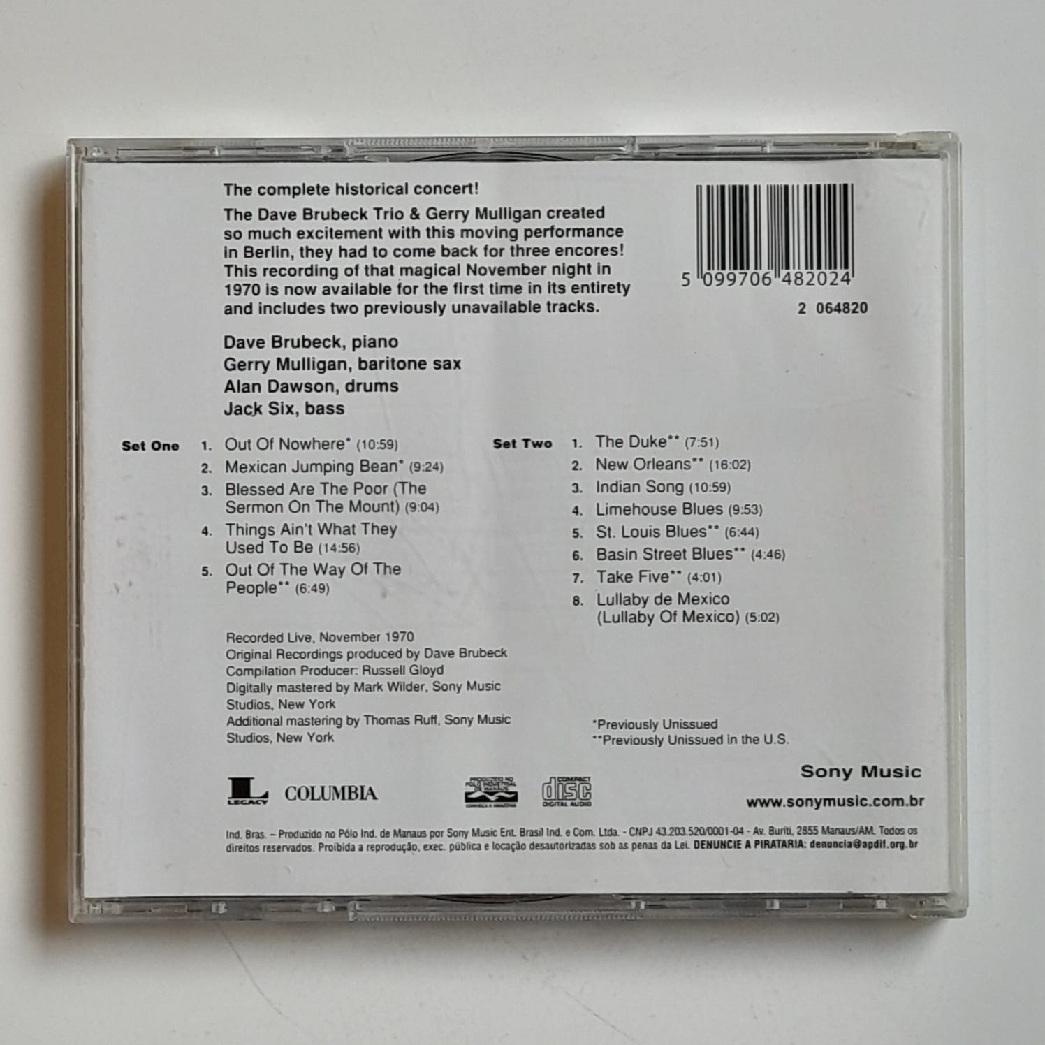 CD Dave Brubeck Trio & Gerry Mulligan – Live At The Berlin Philharmonie - Duplo - Imagem 2