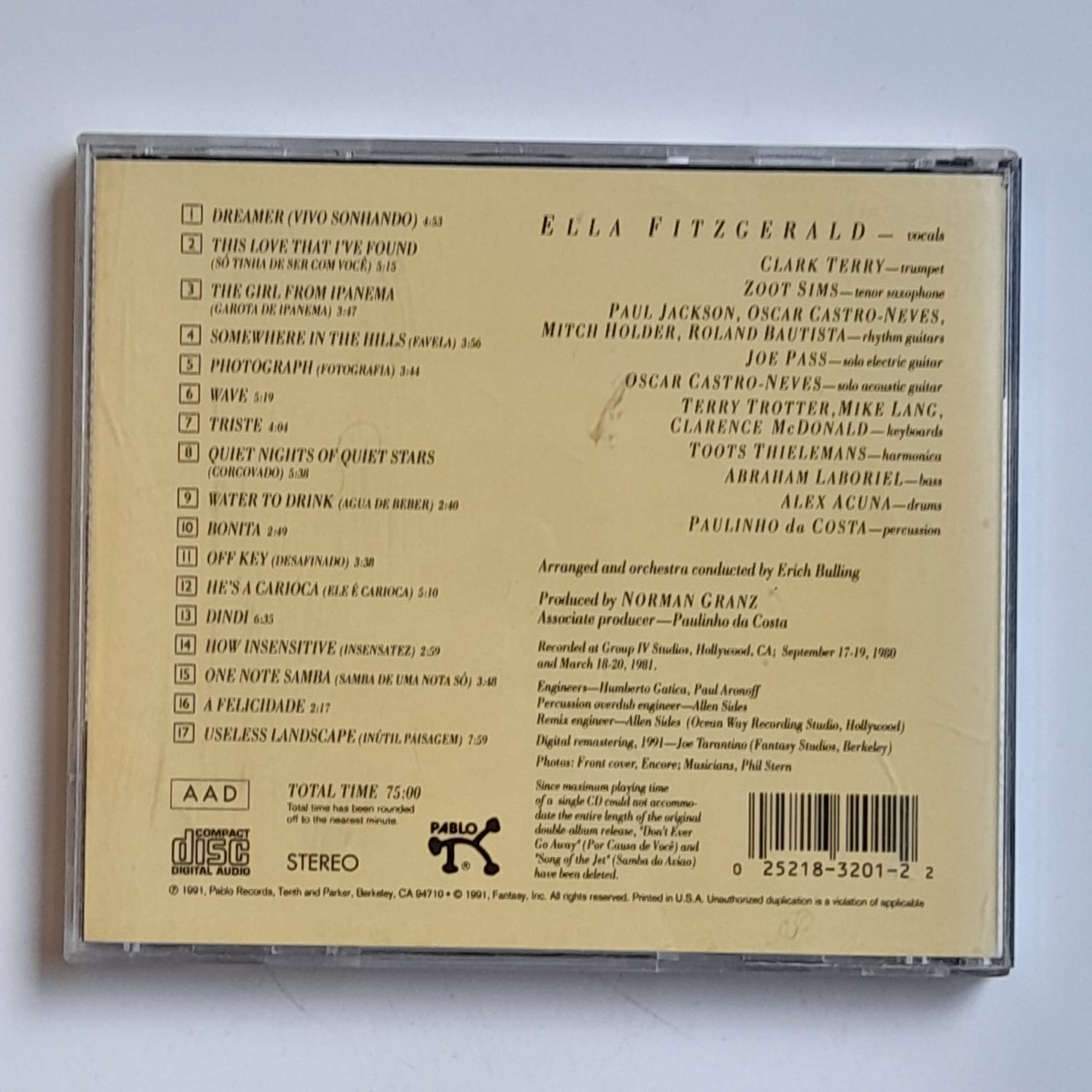 CD Ella Fitzgerald – Ella Abraça Jobim - Importado - Imagem 2