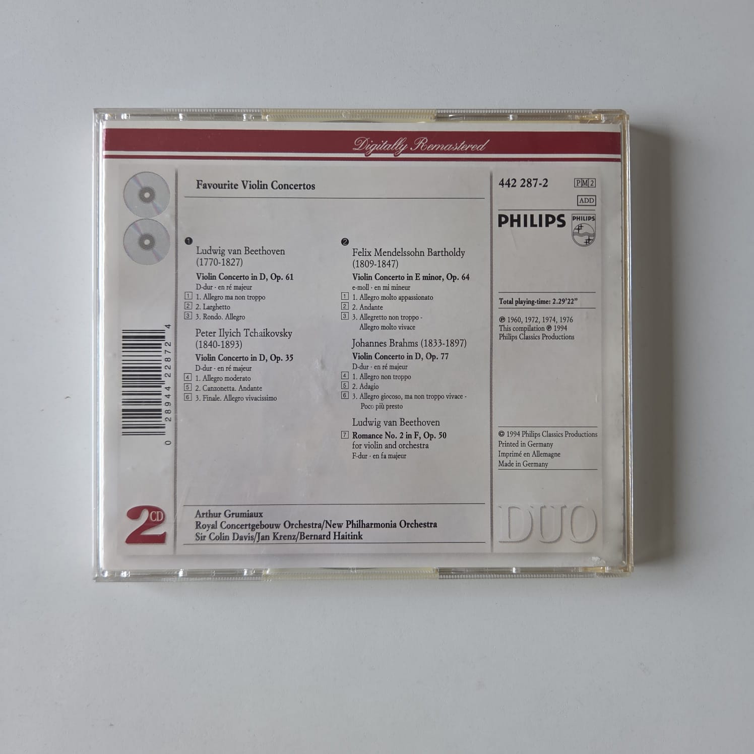 CD Favourite Violin Concertos - Beethoven / Brahms - Importado Duplo - Imagem 2