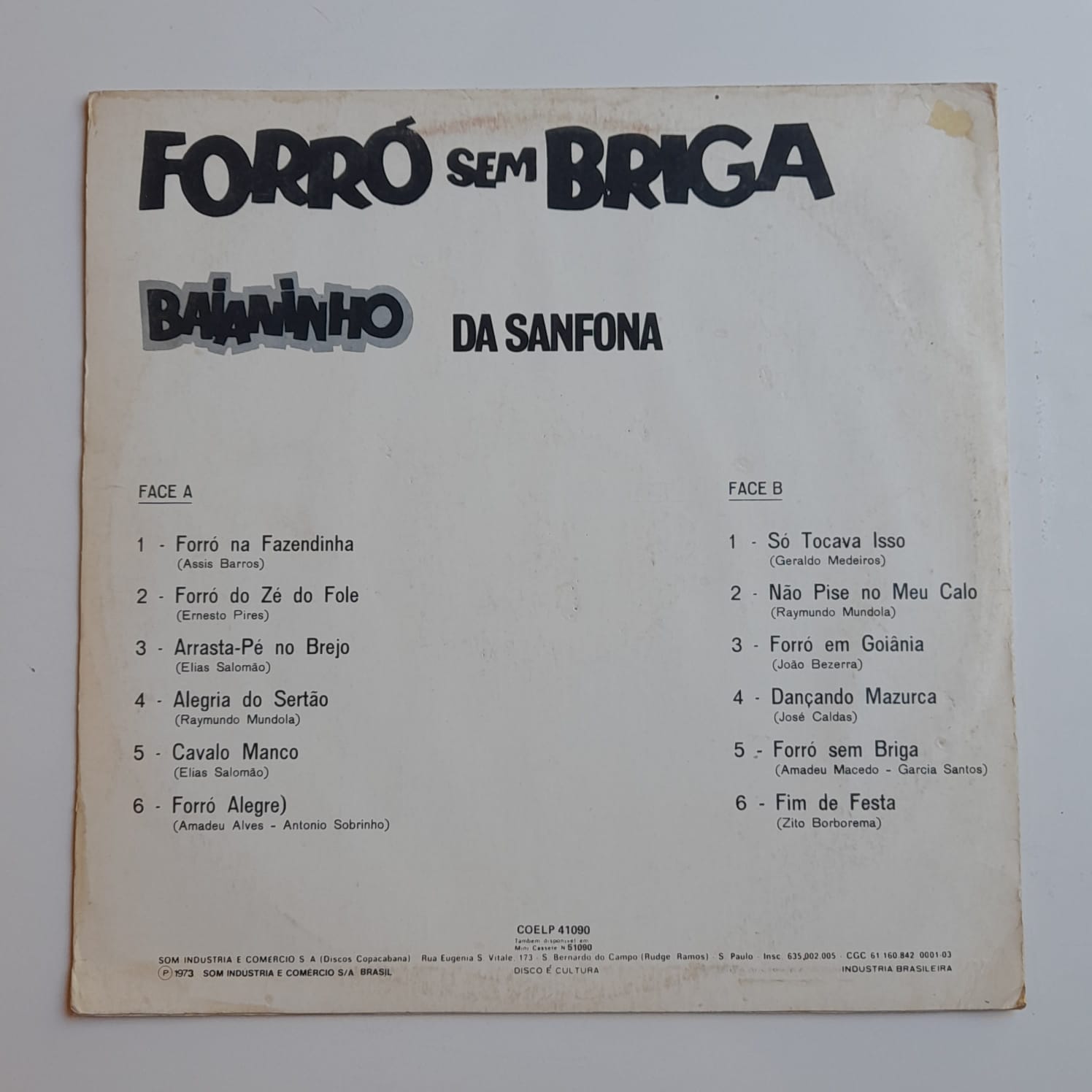 LP Baianinho Da Sanfona – Forró Sem Briga - Imagem 2