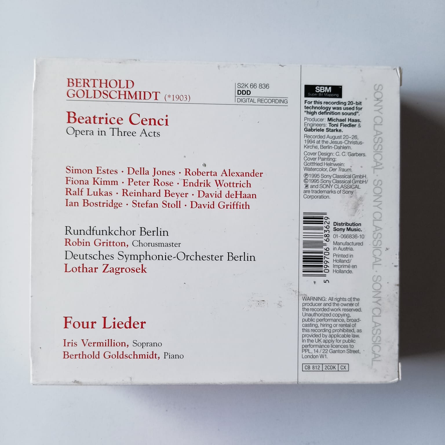 Box CD Goldschimidt - Beatrice Cenci - Reg: Lothar Zagrosek - Importado - 2CDs - Imagem 2
