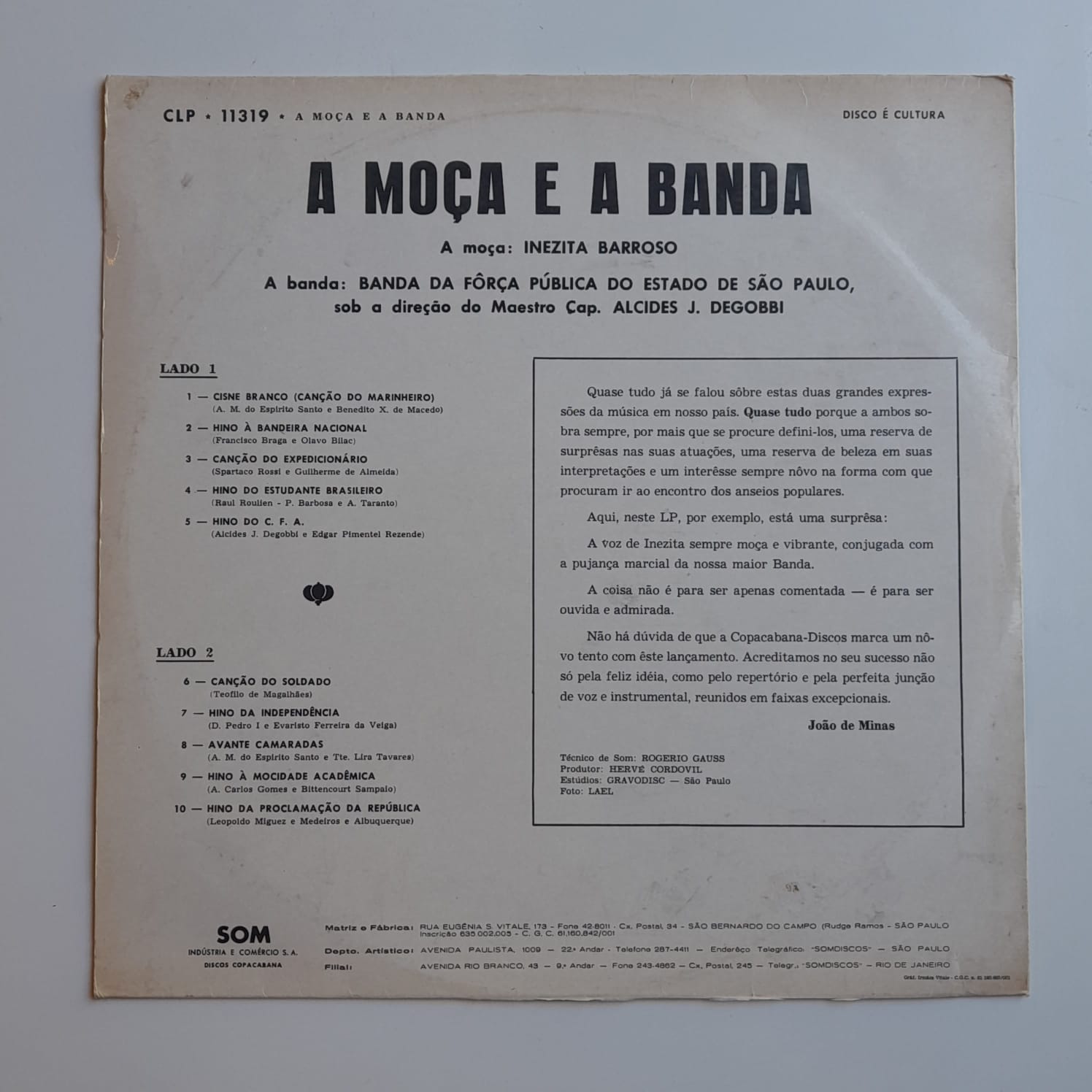 LP Inezita Barroso – A Moça E A Banda - Imagem 2