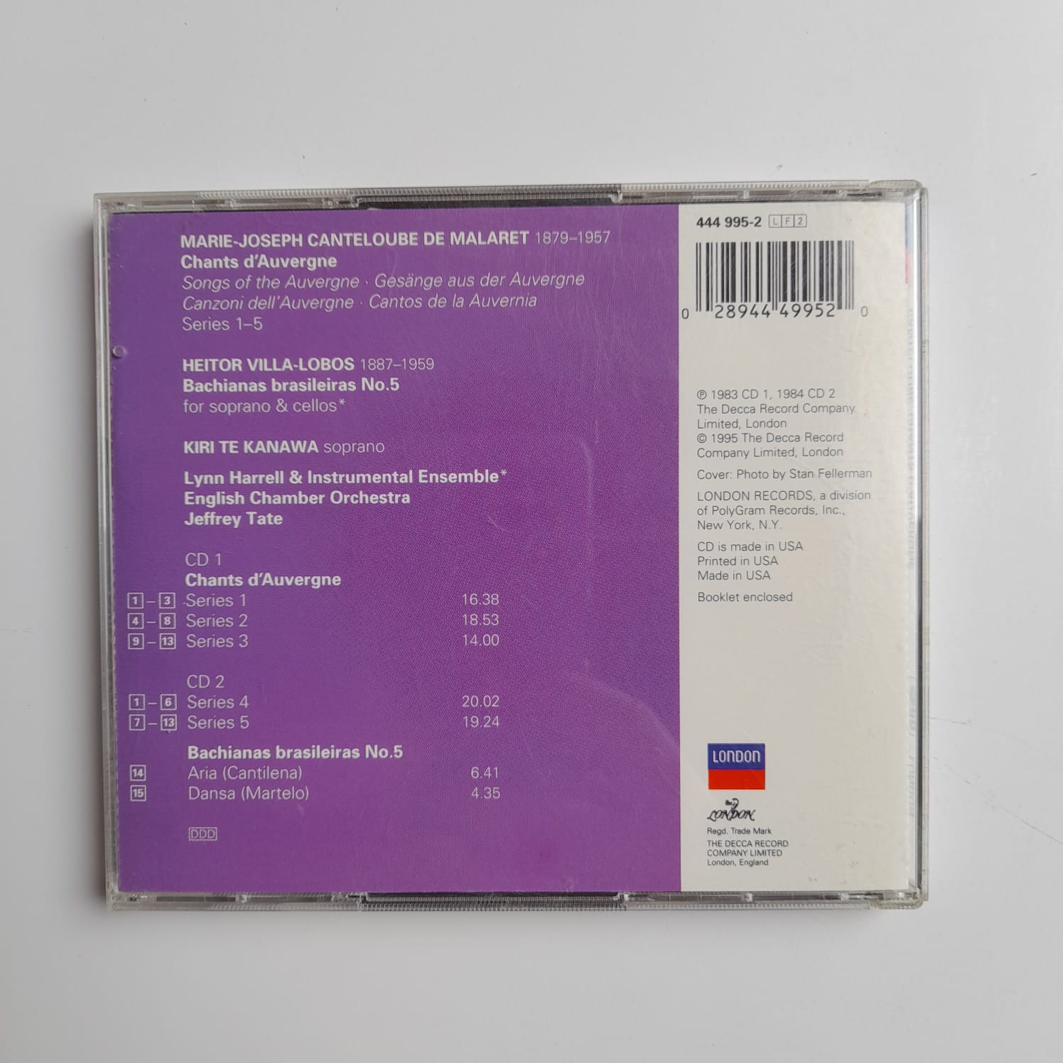 CD Kiri Te Kanawa - Canteloube - Chants D'Auvergne + Villa-Lobos - Bachianas No5 - Importado Duplo - Imagem 2