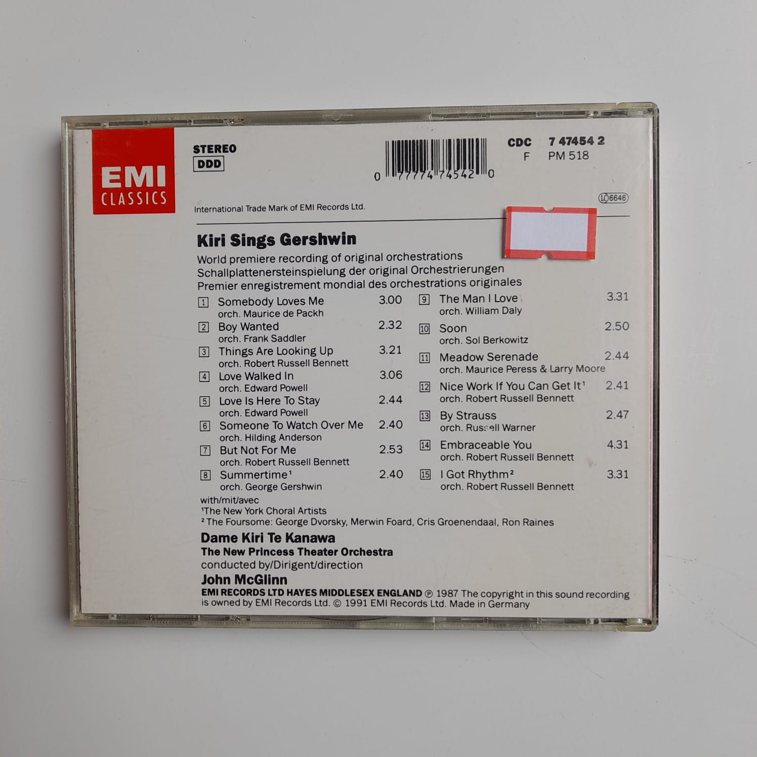 CD Kiri Te Kanawa - Kiri Sings Gershwin - Importado - Imagem 2