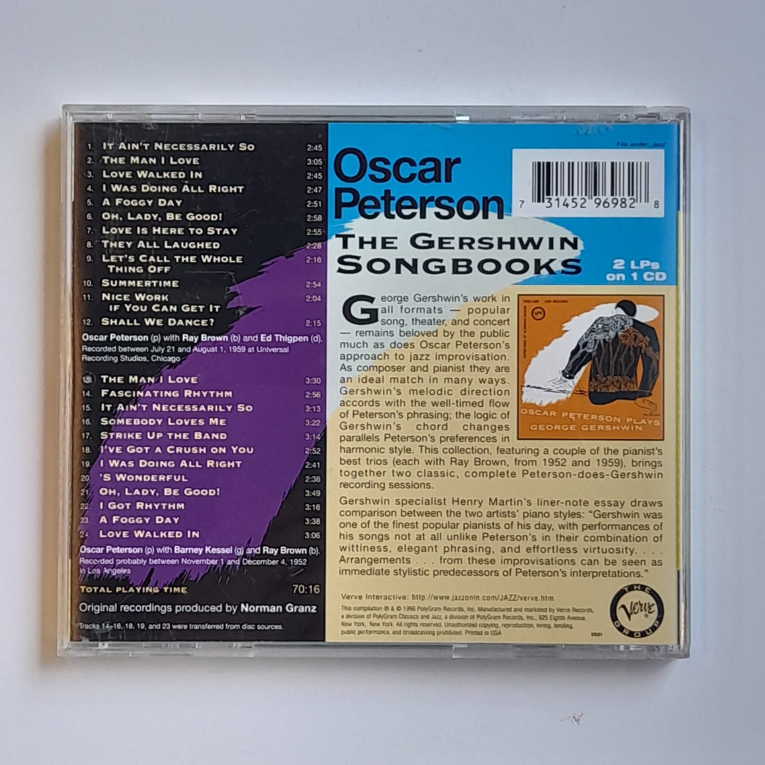 CD Oscar Peterson – Plays The George Gershwin Song Book - Importado - Imagem 2