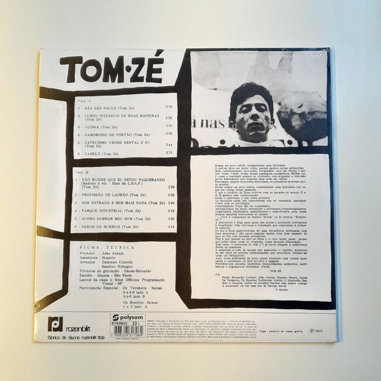 LP Tom Zé – Grande Liquidação - Lacrado - Imagem 2