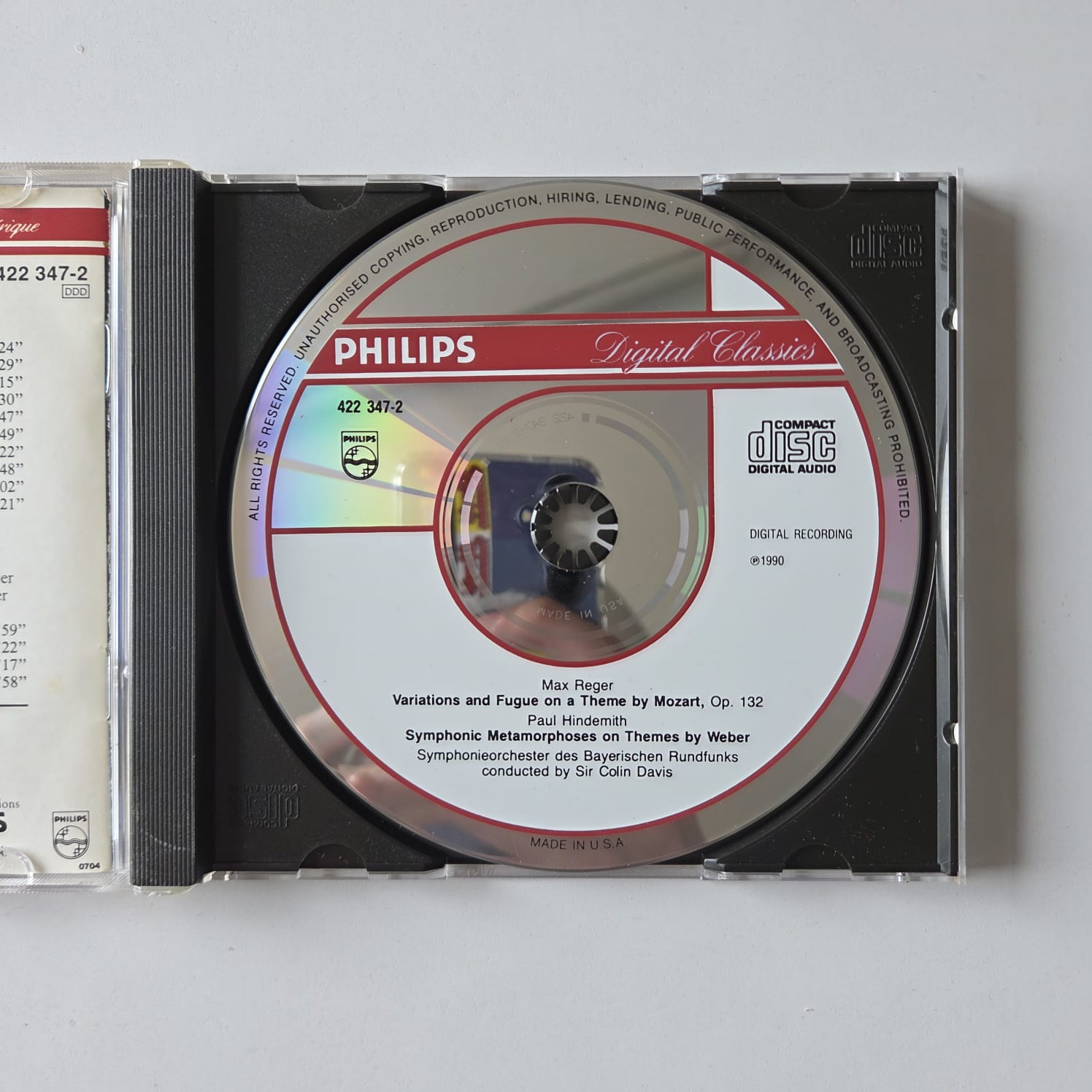 CD Reger - Mozart Variations - Hindemith - Weber Metamorphoses - Reg: Sir Colin Davis - Importado - Imagem 3