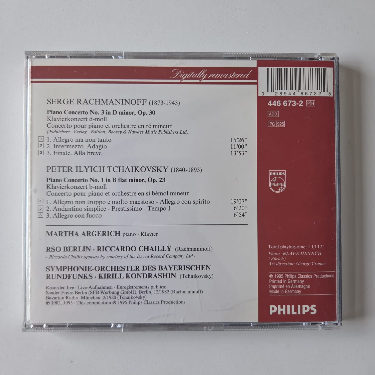 CD Rachmaninoff - Concerto No. 3 - Tchaikovsky - Concerto No. 1 - Argerich - Chailly - Kondrashin - Imagem 2