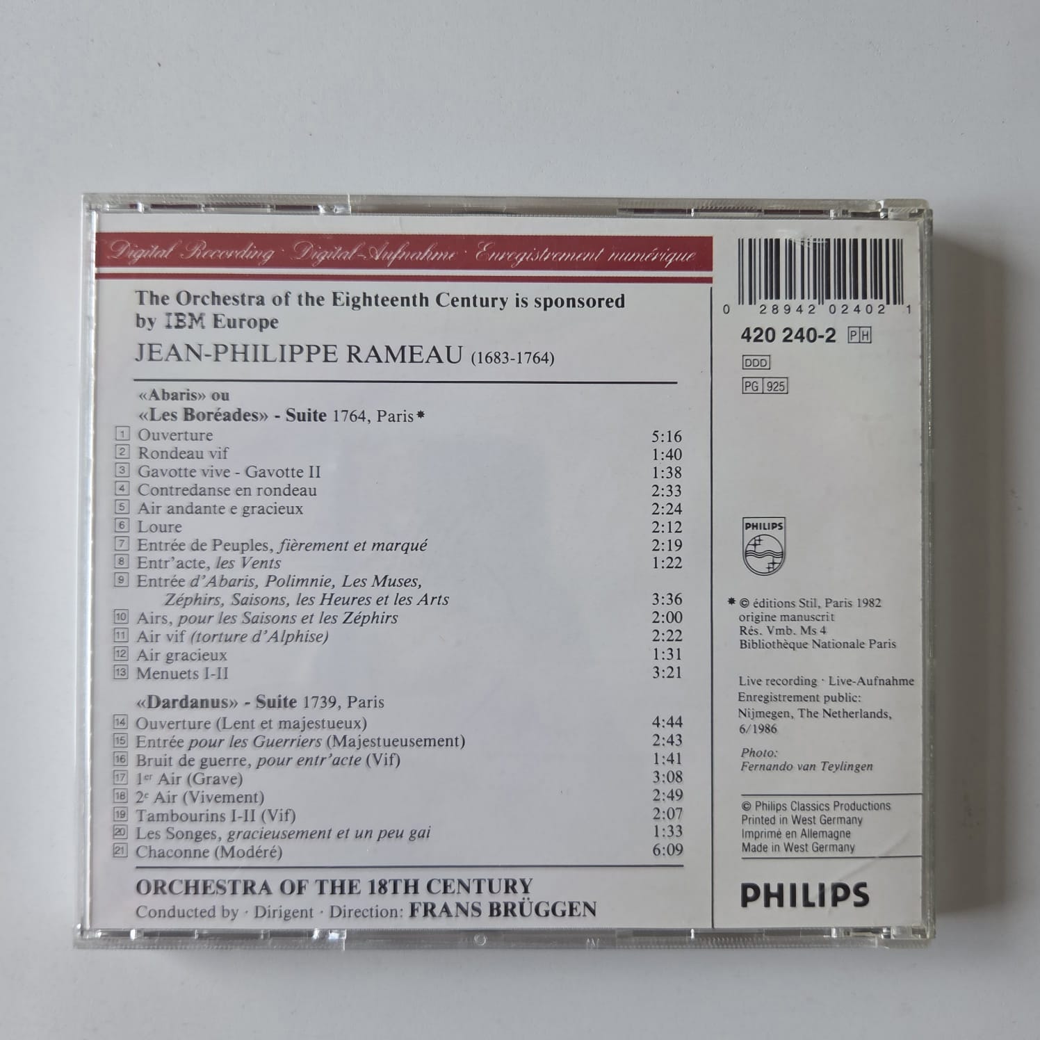 CD Rameau - Suites - Orchestra Of The 18th Century - Reg: Frans Brüggen - Importado - Imagem 2
