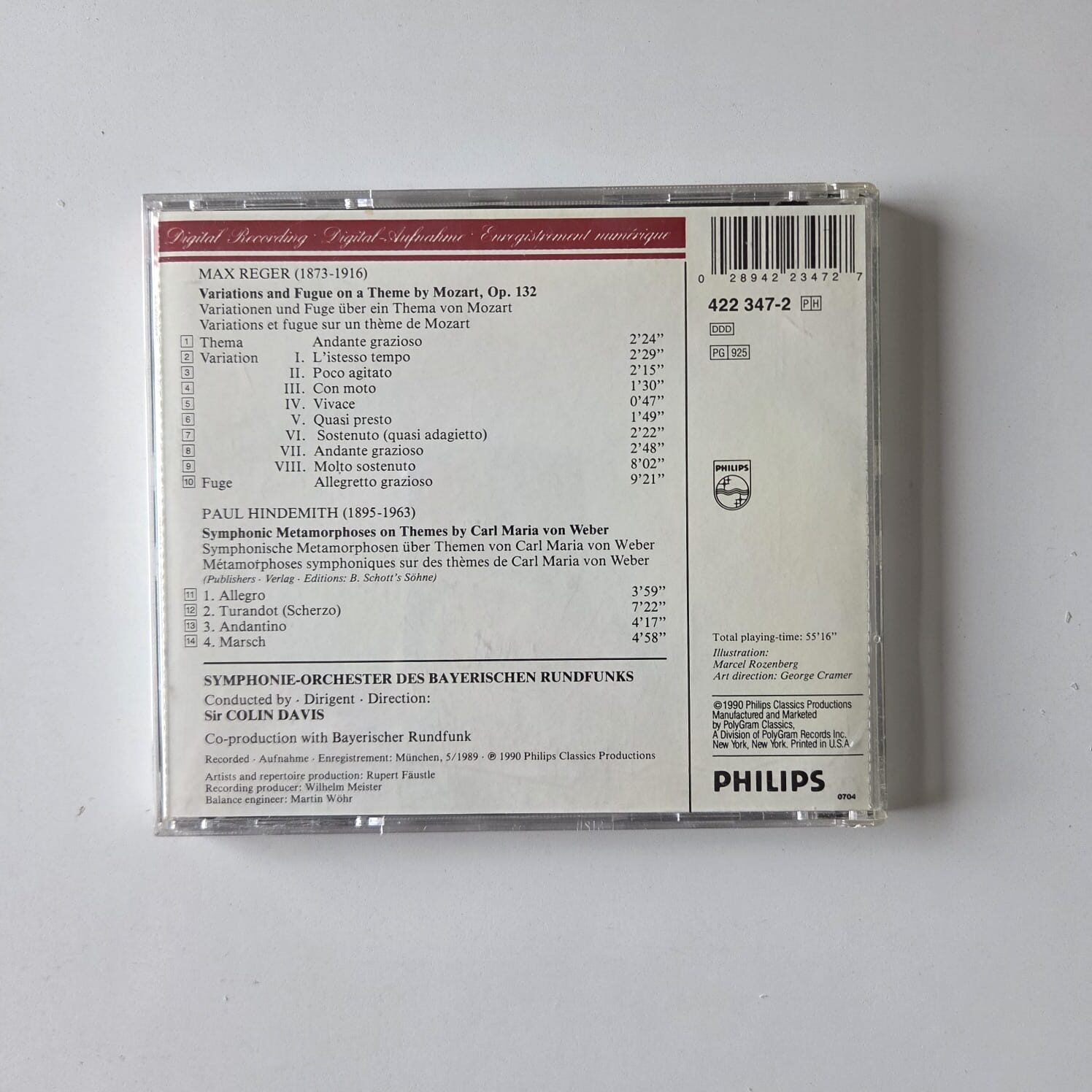CD Reger - Mozart Variations - Hindemith - Weber Metamorphoses - Reg: Sir Colin Davis - Importado - Imagem 2