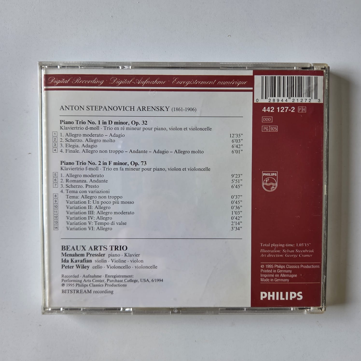 CD Arensky - The Piano Trios - Beaux Arts Trio - Importado - Imagem 2