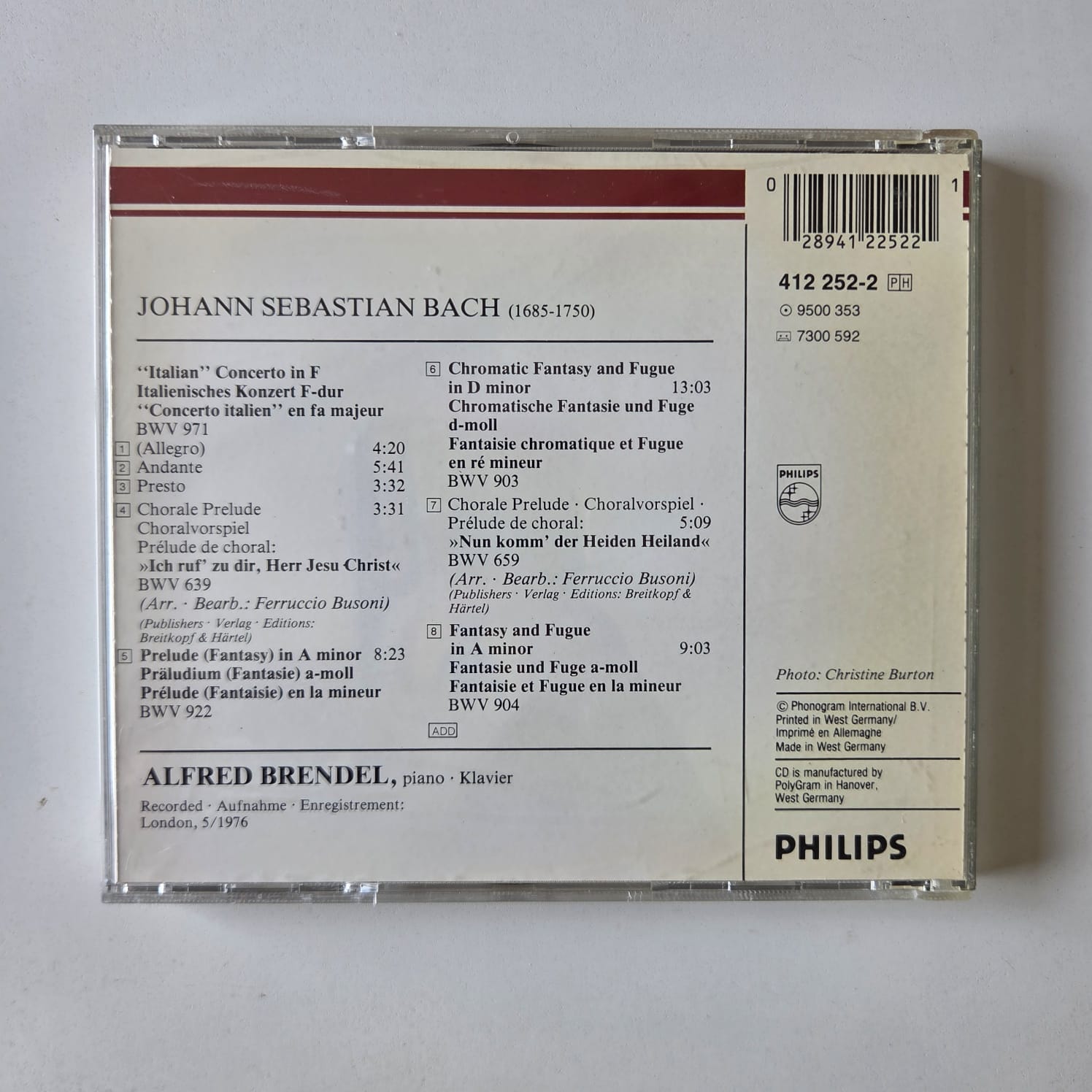 CD J.S. Bach - "Italian" Concerto - Alfred Brendell - Importado - Imagem 2