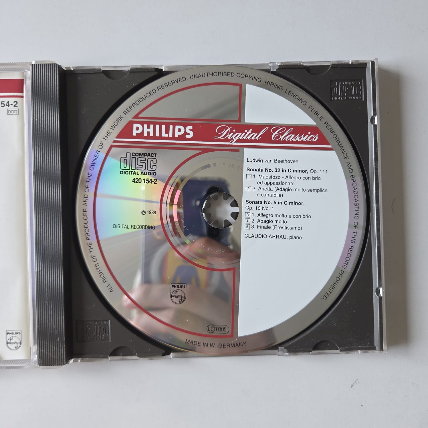 CD Beethoven - Piano Sonatas OP. 111 & OP. 10 NO. 1 - Claudio Arrau - Importado - Imagem 3
