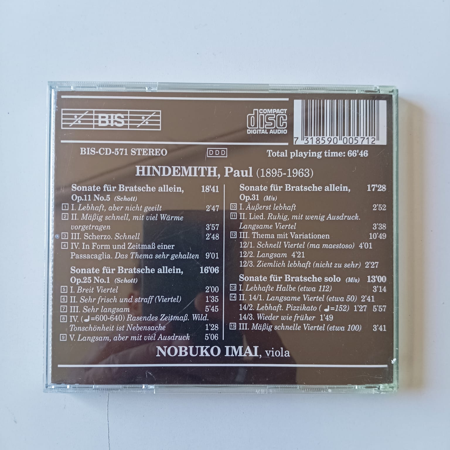 CD Hindemith - The Four Sonatas for Solo Viola - Nobuko Imai - Importado - Imagem 2