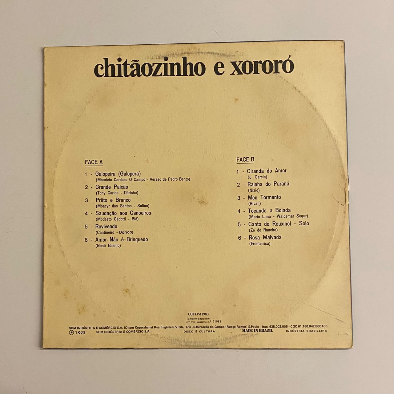 LP Chitãozinho & Xororó – Chitãozinho & Xororó (1972) - Imagem 2