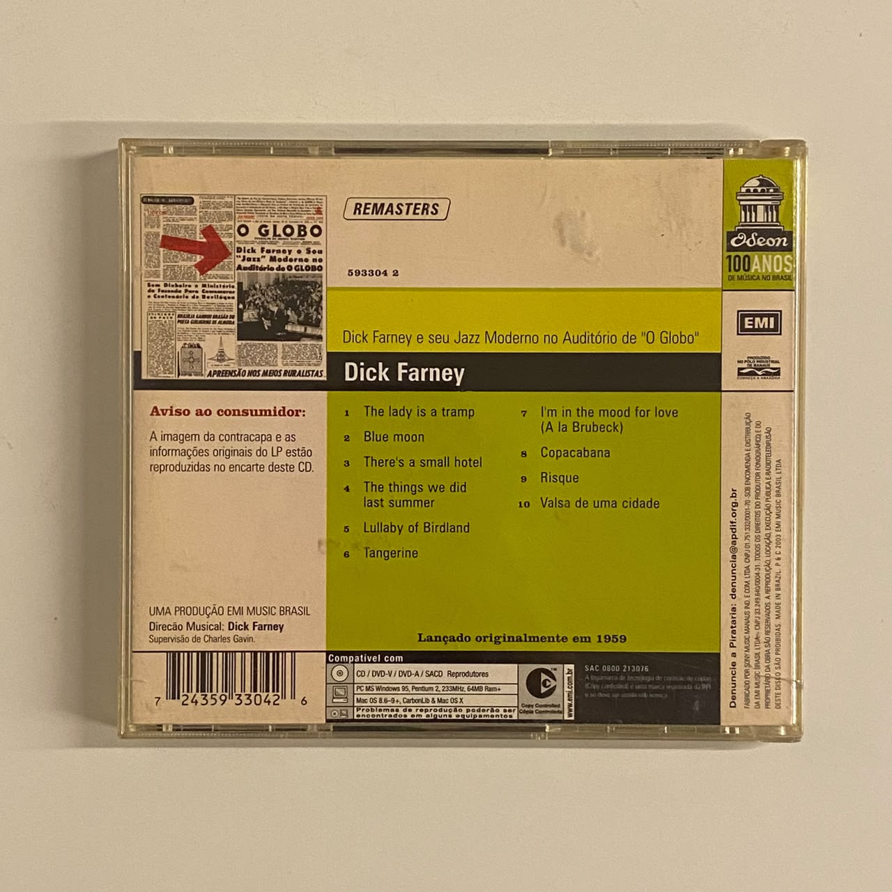 CD Dick Farney – Dick Farney E Seu Jazz Moderno No Auditório De "O Globo" - Imagem 2