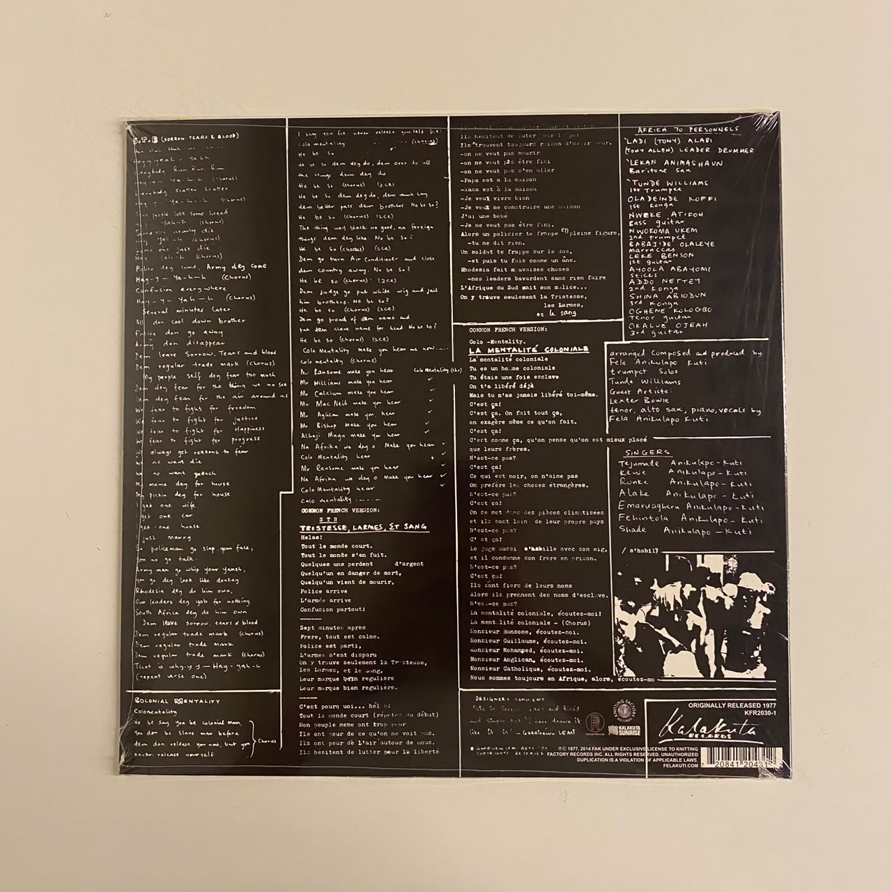 LP Fẹla And The Africa 70 – Sorrow, Tears & Blood - Lacrado - Imagem 2