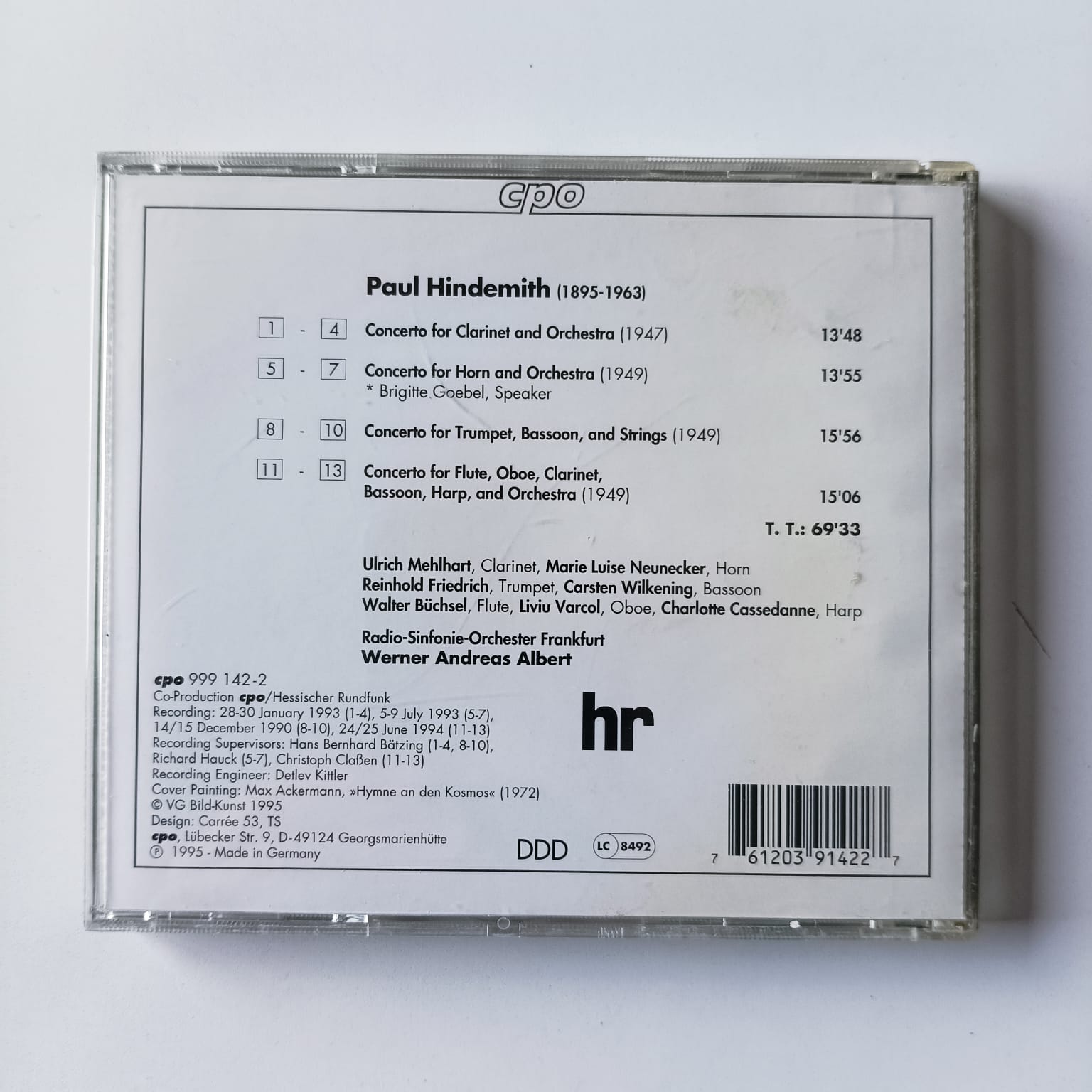 CD Hindemith - Complete Wind Concertos - Werner Andreas Albert - Importado - Imagem 2