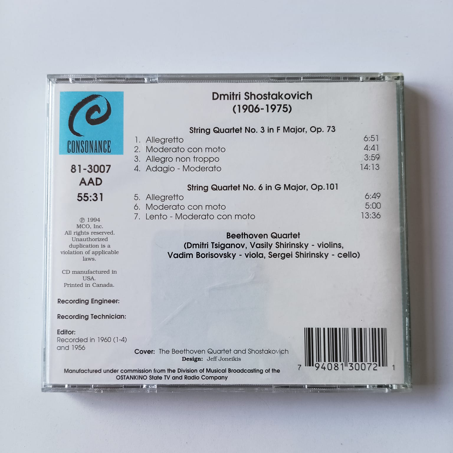 CD Shostakovich - String Quartets Nos. 3 & 6 - Beethoven Quartet - Importado - Imagem 2