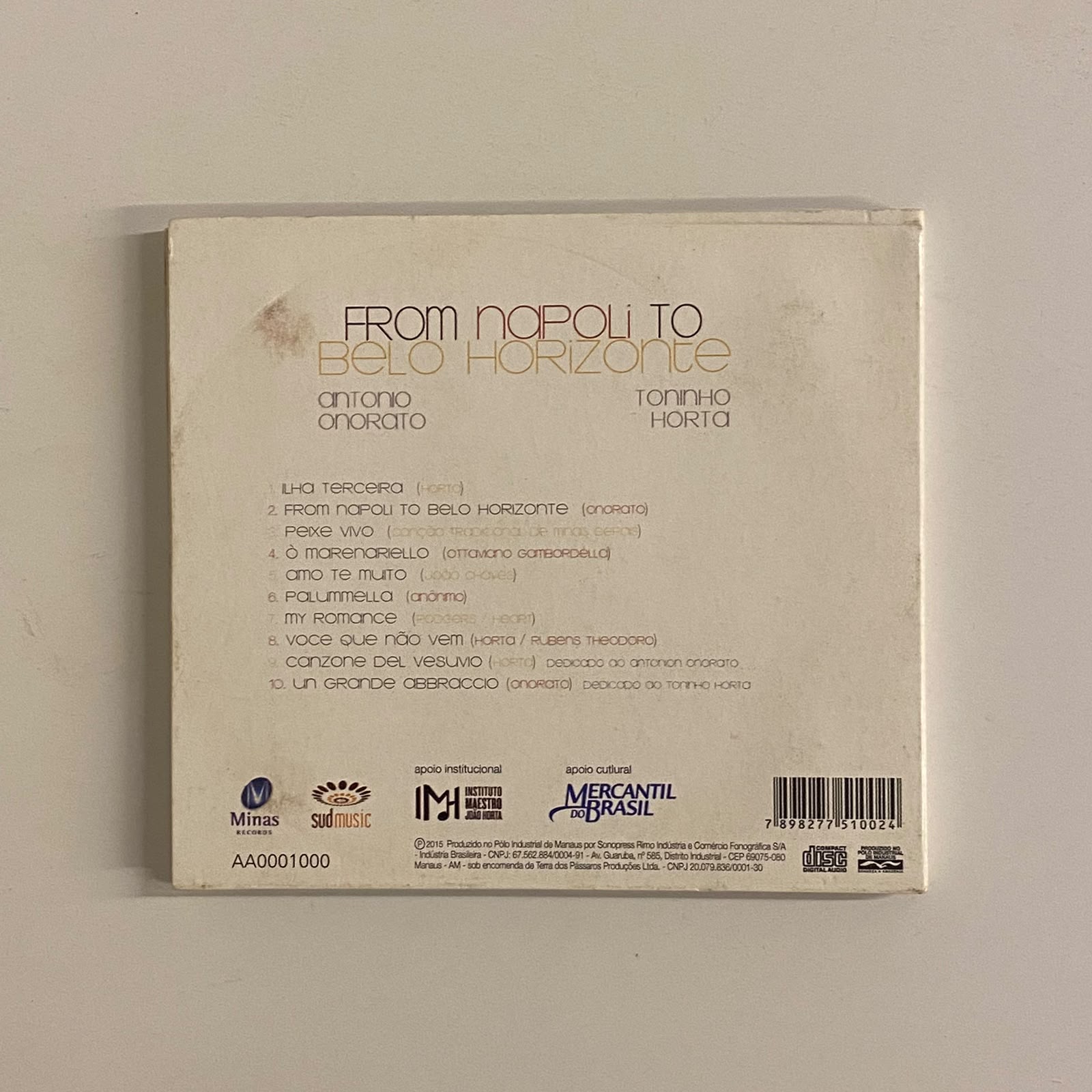 CD Toninho Horta, Antonio Onorato – From Napoli To Belo Horizonte - Imagem 2
