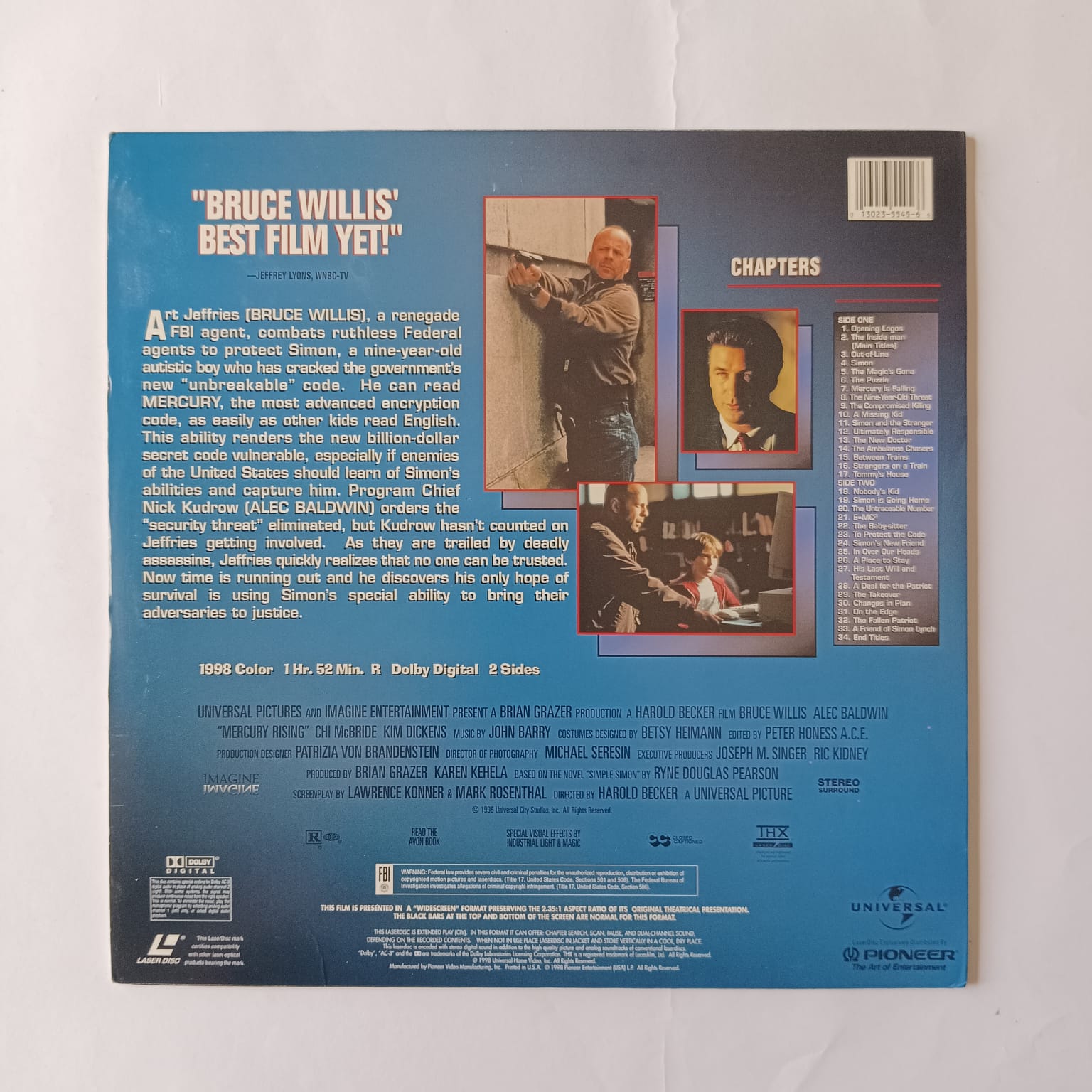 Laserdisc Mercury Rising - Imagem 2