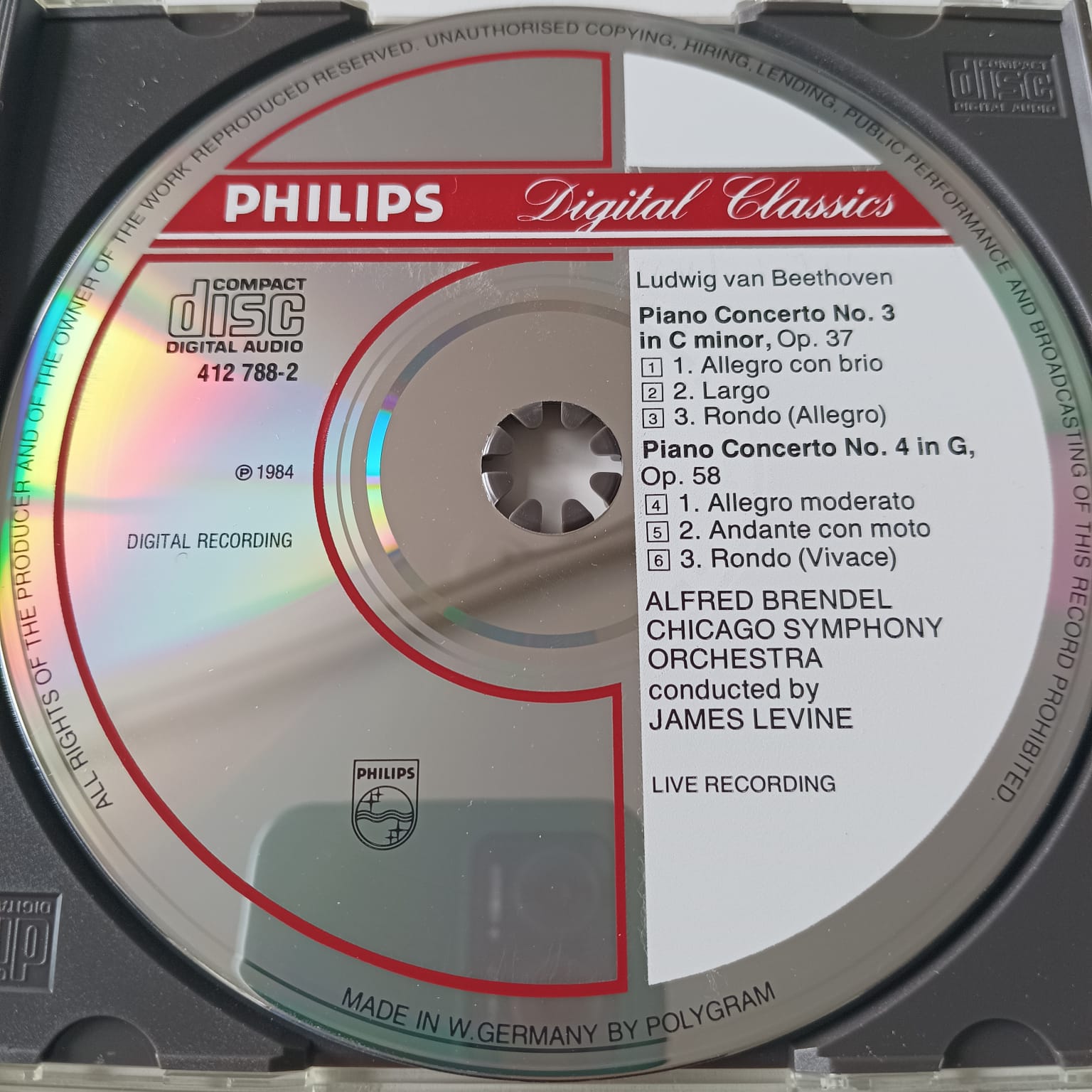 CD Beethoven - Piano Concertos 3 & 4 - Reg: James Levine - Importado - Imagem 3