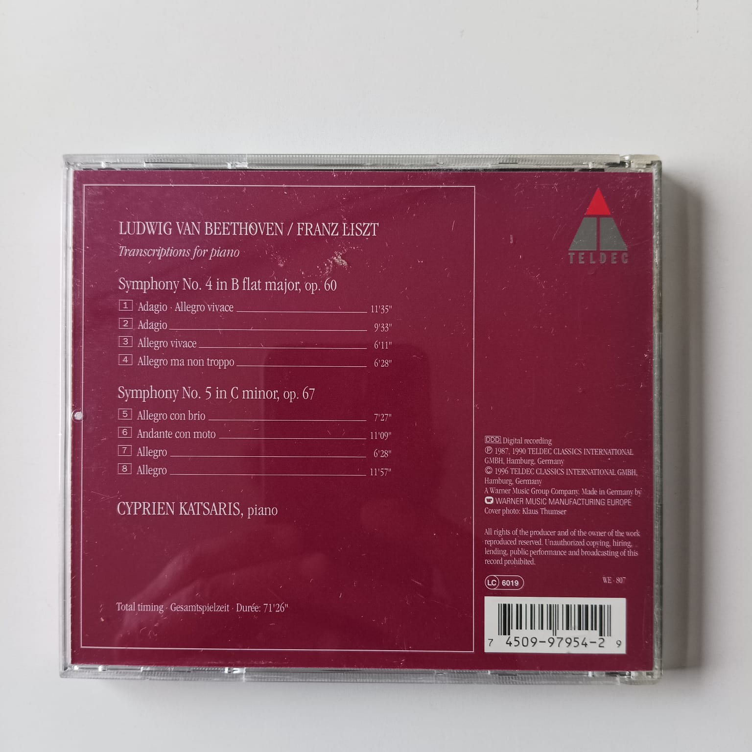 CD Beethoven / Liszt - Symphonies Nos. 4 & 5 - Cyprien Katsaris, Piano - Importado - Imagem 2