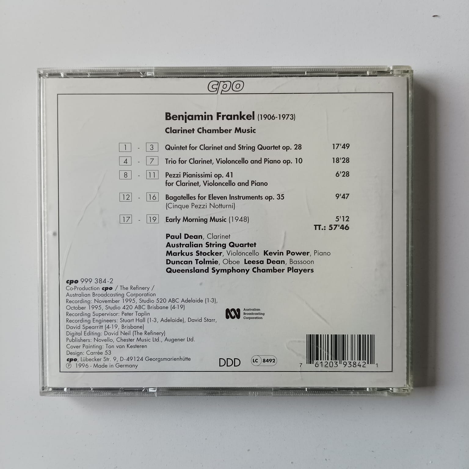 CD Frankel - Clarinet Chamber Music - Reg: Paul Dean - Importado - Imagem 2