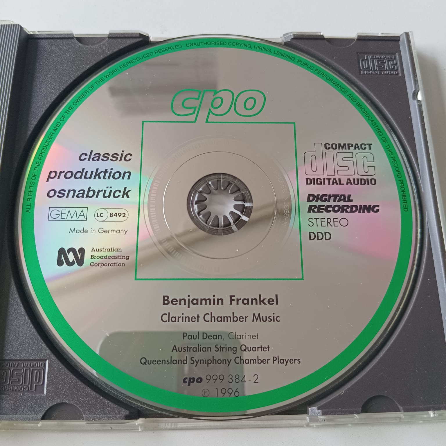 CD Frankel - Clarinet Chamber Music - Reg: Paul Dean - Importado - Imagem 3