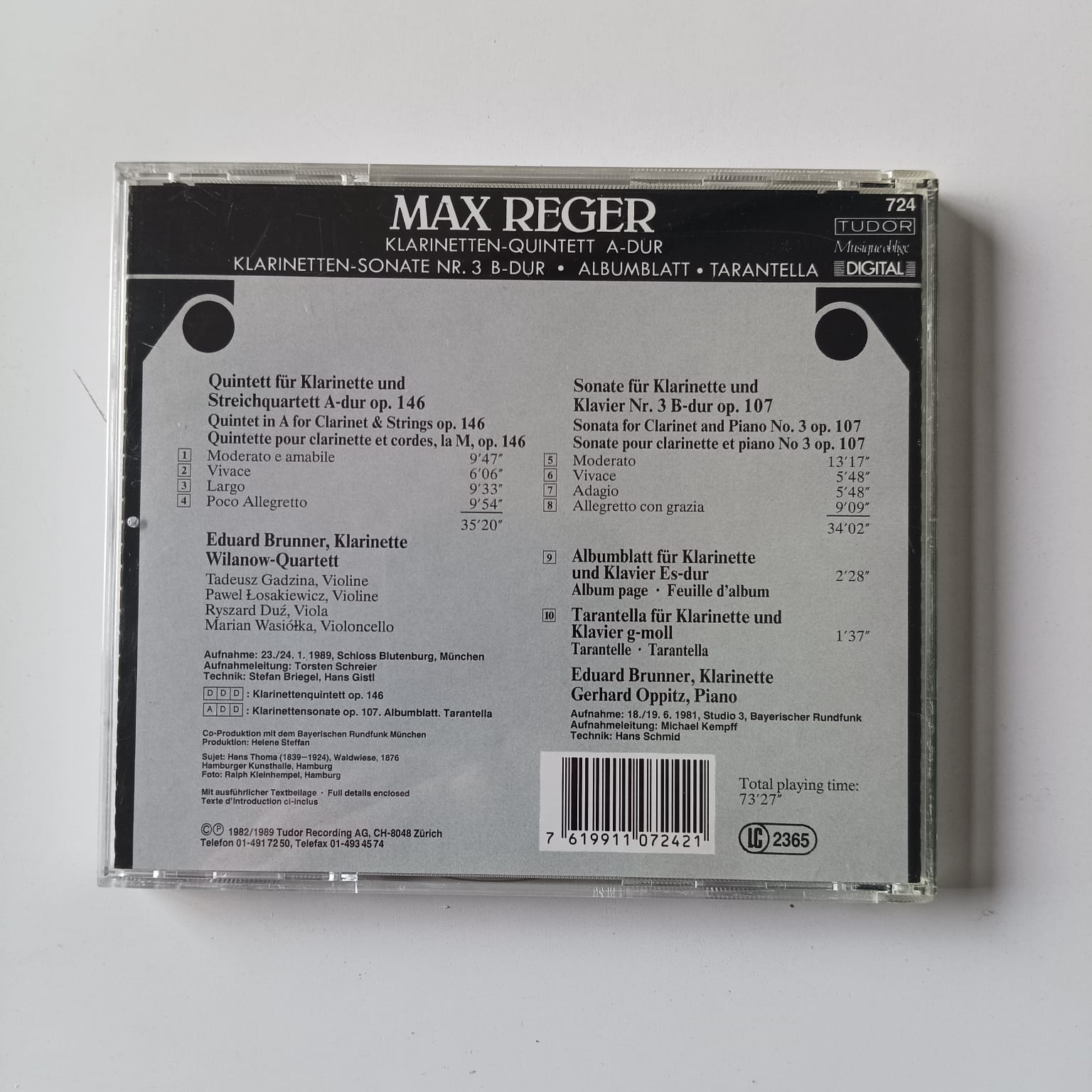 CD Reger - Clarinet Quintet - Eduard Brunner - Importado - Imagem 2