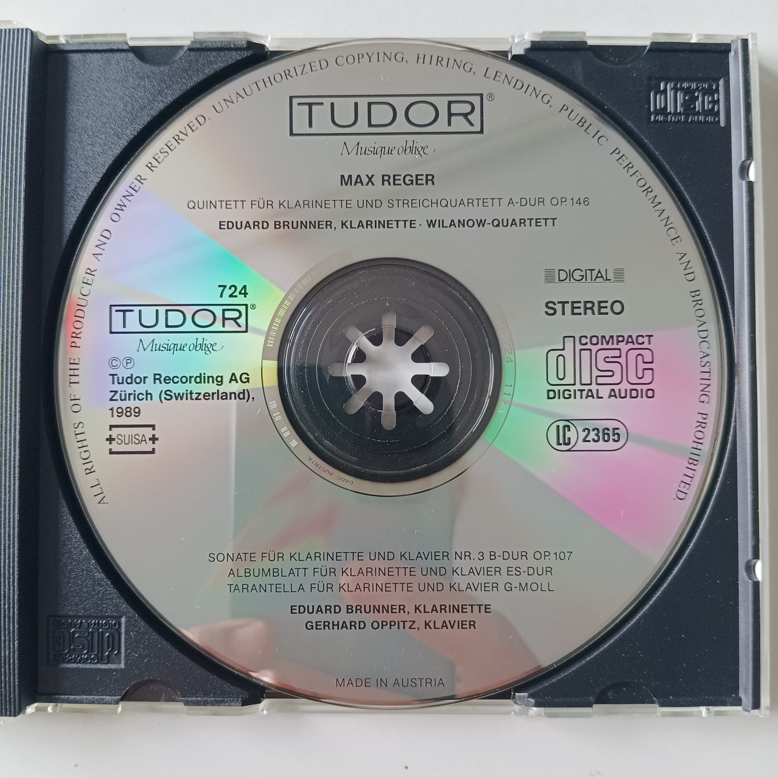 CD Reger - Clarinet Quintet - Eduard Brunner - Importado - Imagem 3