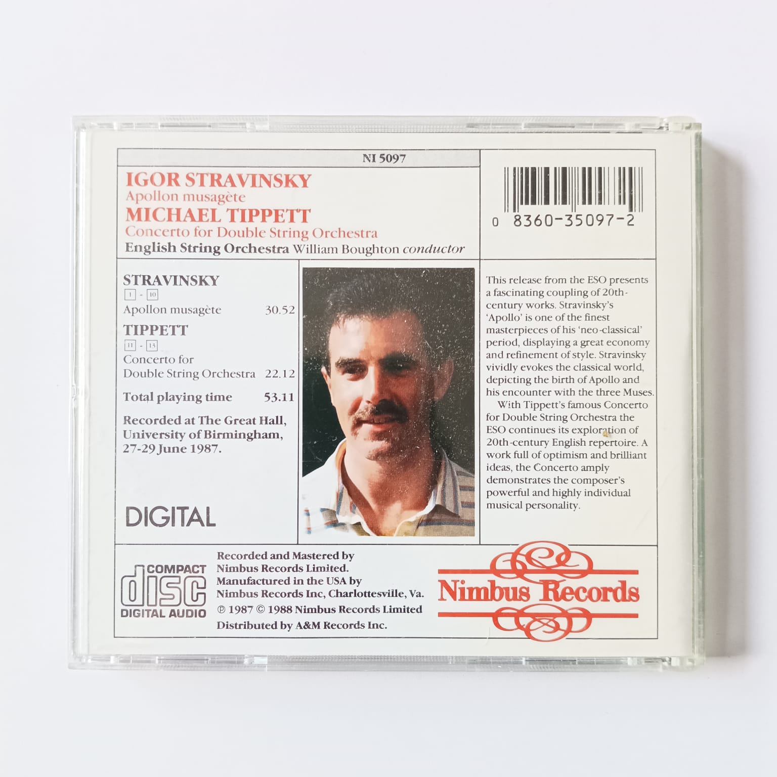 CD Stravinsky - Apollon Musagète / Tippett - Concerto for Double String Orchestra - Reg: Willian Boughton - Importado - Imagem 2