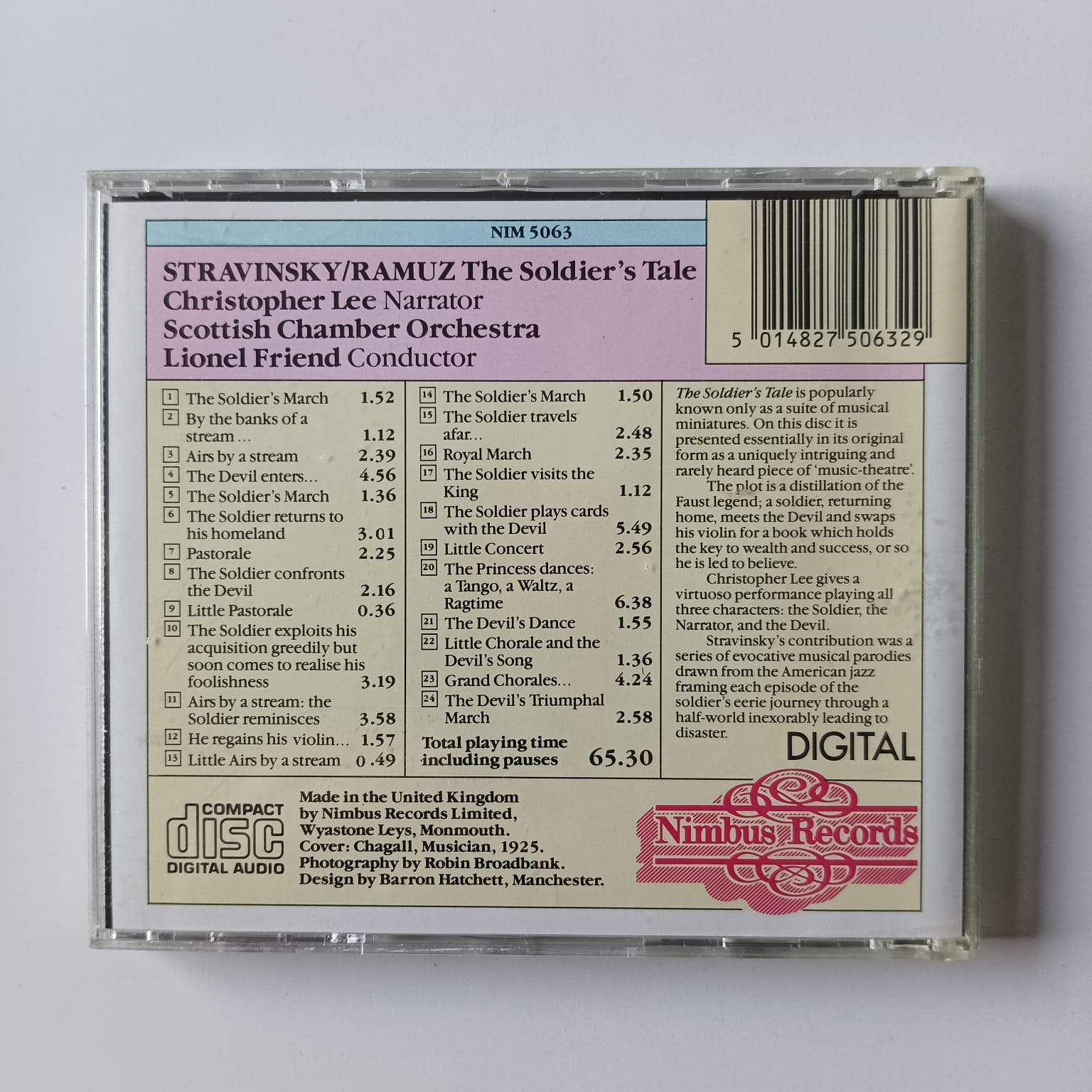 CD Stravinsky / Ramuz - The Soldier's Tale - Reg: Lionel Friend - Importado - Imagem 2