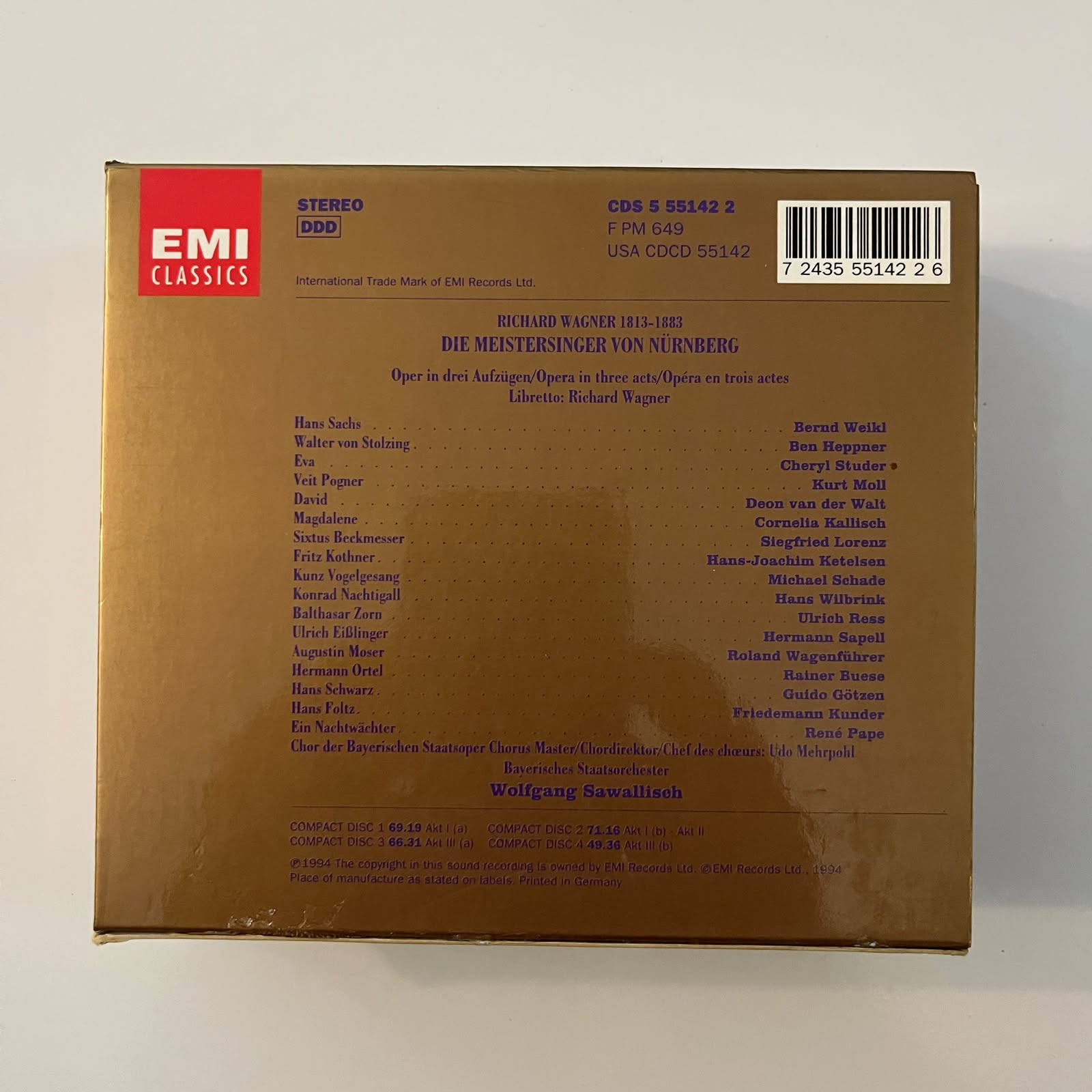 Box CD Wagner - Die Meistersinger Von Nürnberg - Reg: Sawallisch (4 CDs) - Importado - Imagem 2